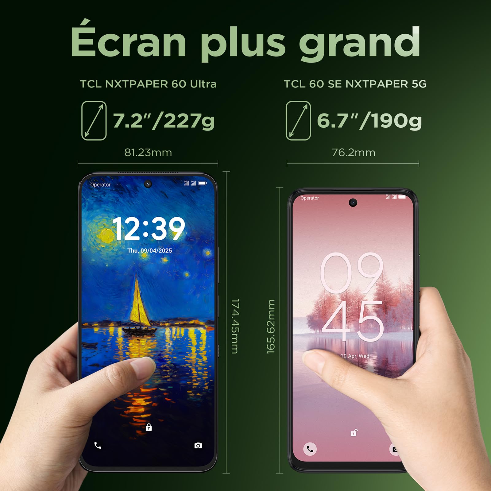 TCL Smartphone Android NXTPAPER 60 Ultra 5G, écran FHD+ 7,2 Pouces, 12 Go de RAM + 512 Go de ROM, téléphone respectueux des Yeux, Couleur Blanc Lunaire,avec Coque à Rabat et Stylet.