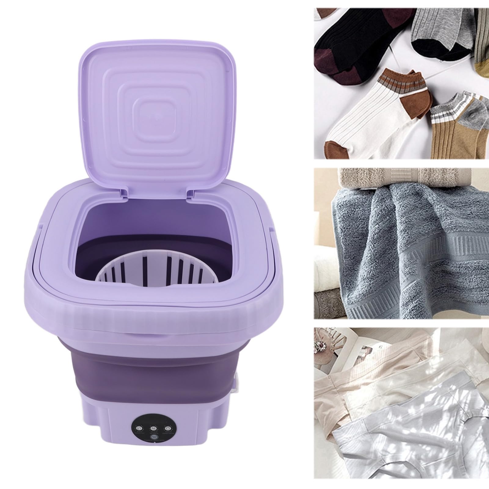 Bewinner Mini Lavatrice, Lavatrice Portatile da 11 Litri, Mini Lavatrice a Secchio Pieghevole, Asciugatrice Centrifuga, Lavatrice con Cestello di Scarico per Appartamento