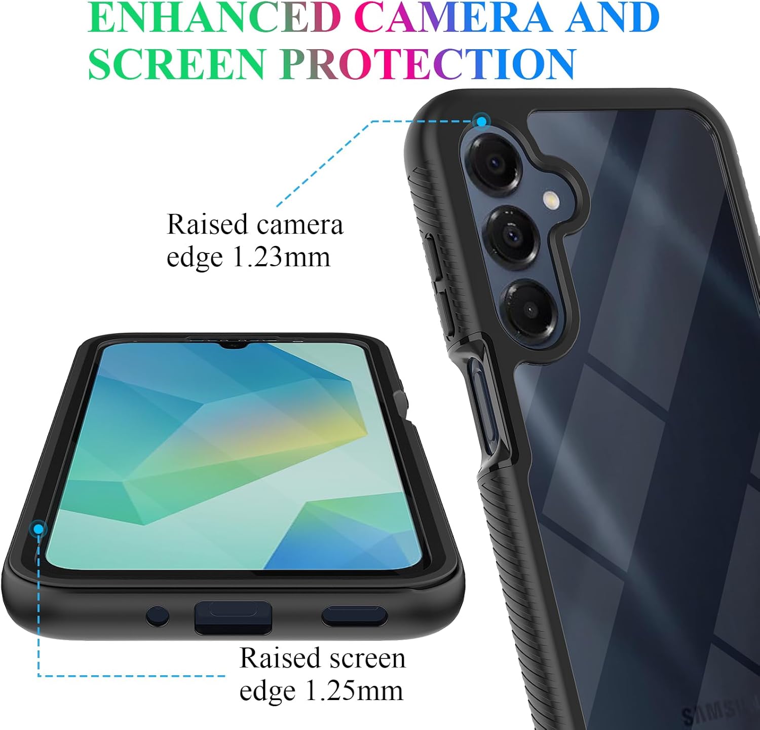wahhle Compatible with Samsung Galaxy A26 5G Case, Built in Screen Protector Full Body Shockproof Slim Fit Bumper Protective Phone Cover for A26 4G/5G Men Women-Black/Clear Samsung A26 Black image 3 of 7 B0DNS1JKHT