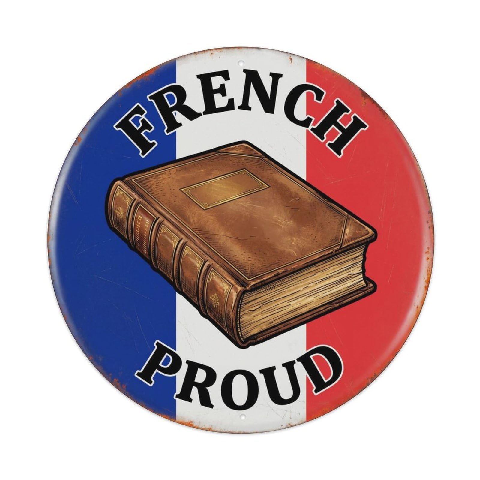 Olhnbad Style French Proud Book Writing Art Heritage Emblem Metal Tin Sign
