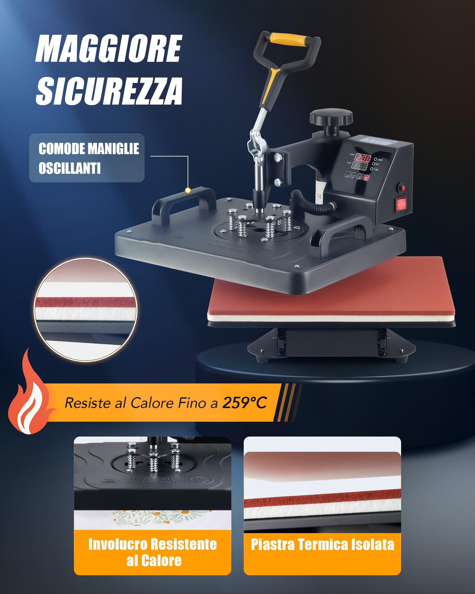 CREWORKS 8 in 1 Pressa a Caldo 30 x 38 cm Pressa Caldo per Magliette Termopressa Macchina per Sublimazione Trasferimento Stampante Pressa di Calore per T-Shirt Cappelli e Tazze