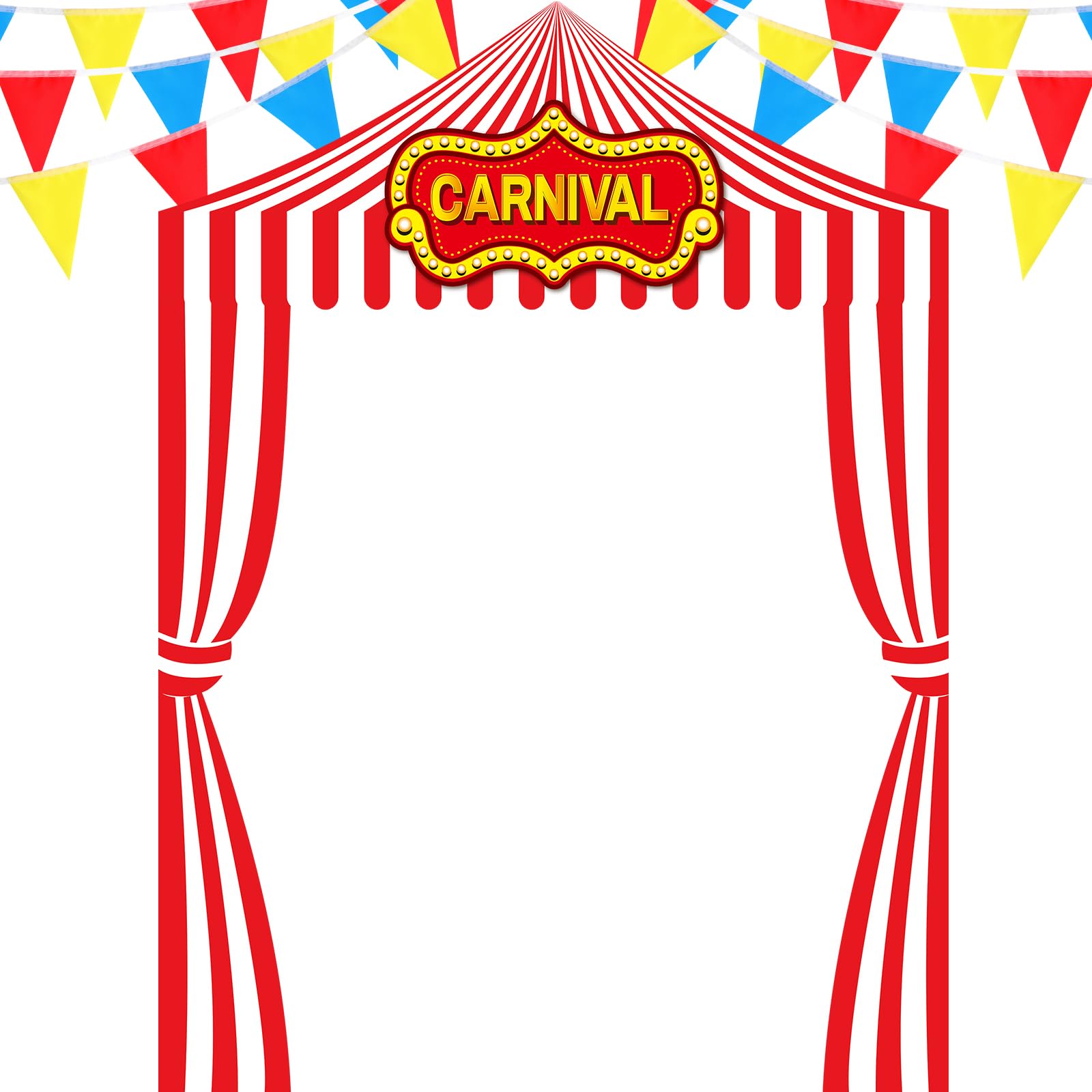 4 Pcs Carnival Circus Party Decorations Circus Banner Tent Awning Halloween Red and White Banner Concession Stand with Pennant for Classroom