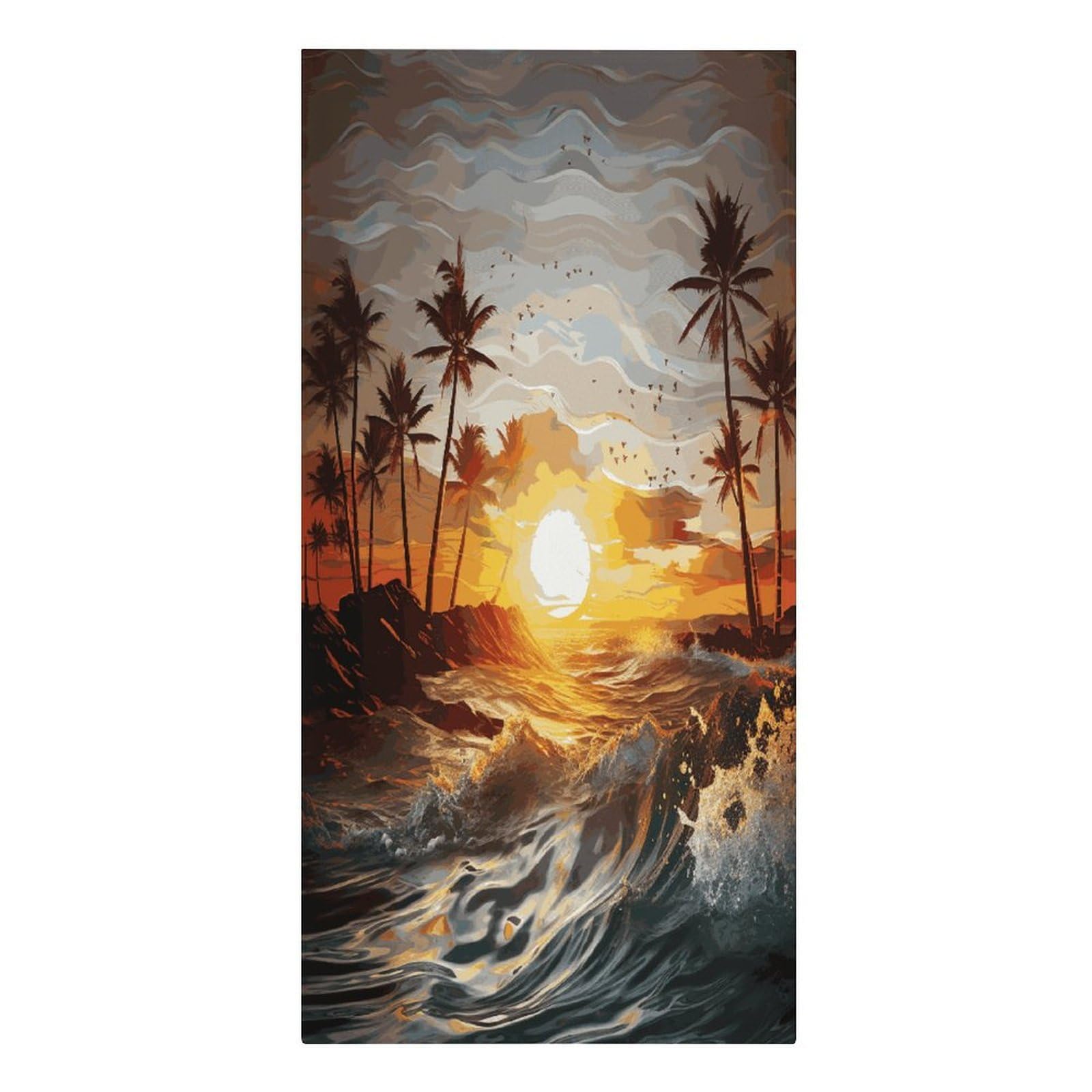 FekiLoot Palm Trees Ocean Waves Sunset Towels Soft Oversized Beach Towels Absorbent Sand Free Bath Towel Travel Compact Swim Towels Lightweight Quick Dry Pool Towel Large Beach Blanket 30" X 61"