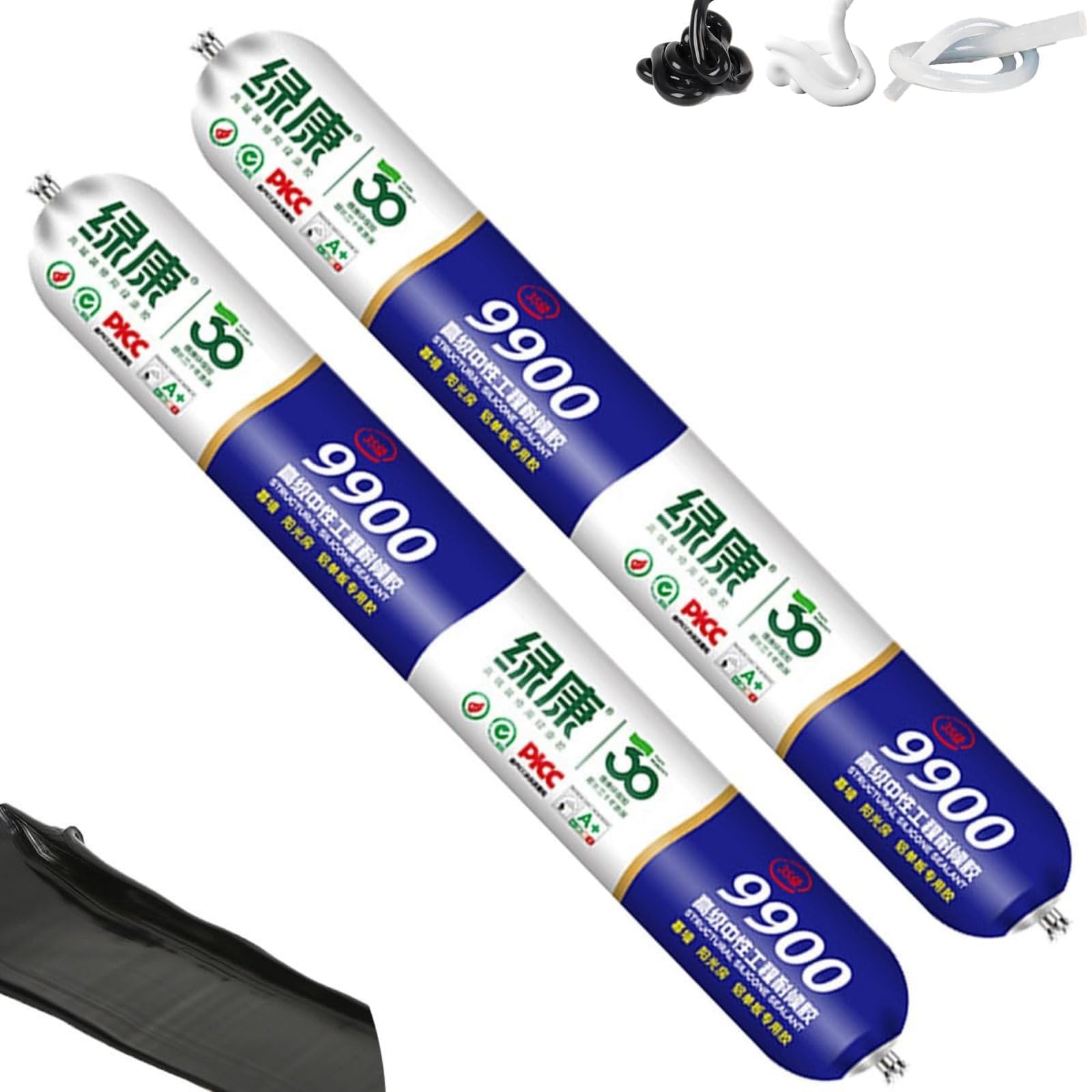 9900 Sealant Waterproof, solución permanente para grietas en techos y paredes, sellador de silicona impermeable de silicona para exteriores (Black,2Pcs)