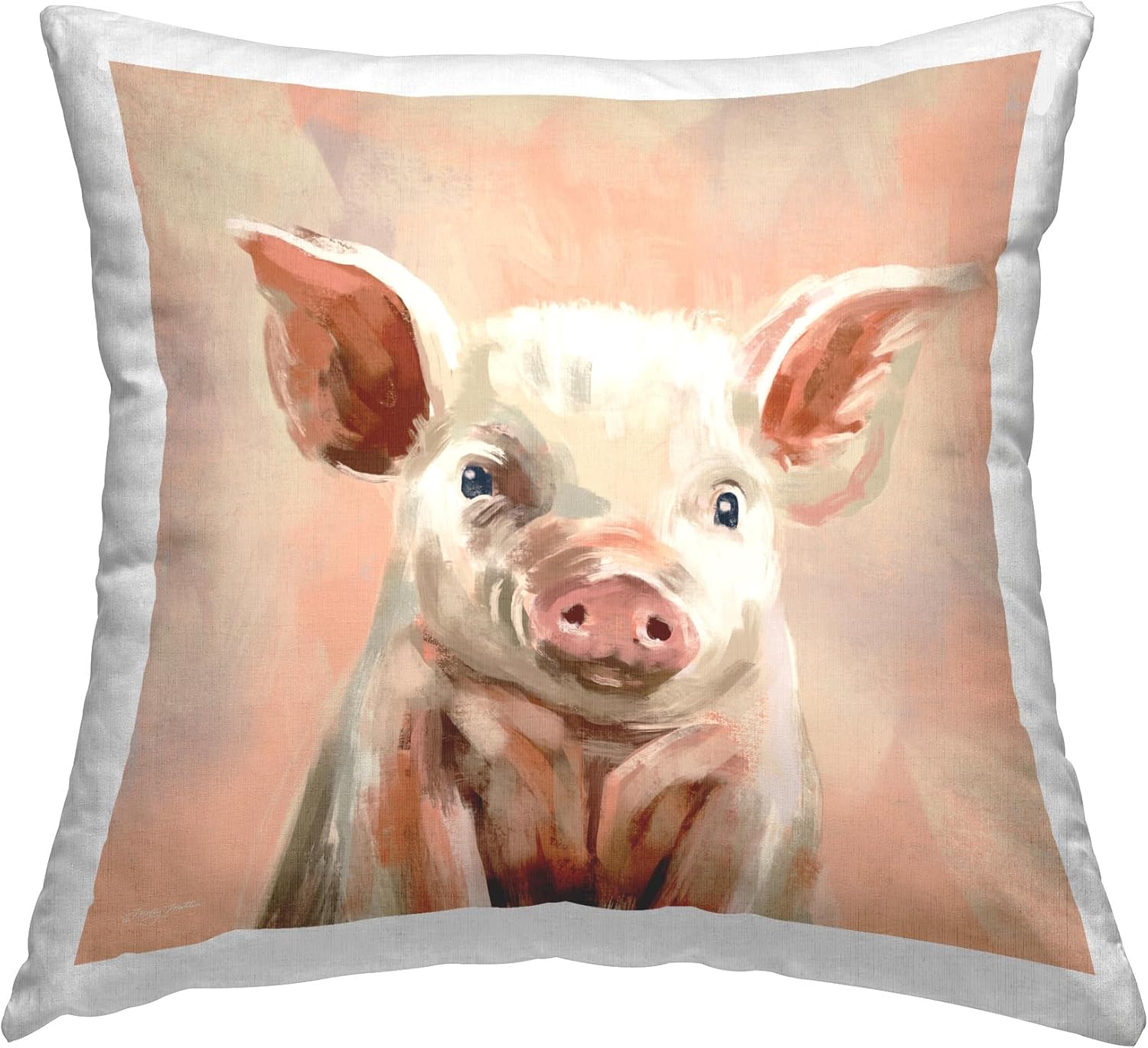 Stupell Industries Baby Piglet Portrait Design by Molly Mattin Indoor Printed Throw Pillow, 18 x 7 x 18, Pink