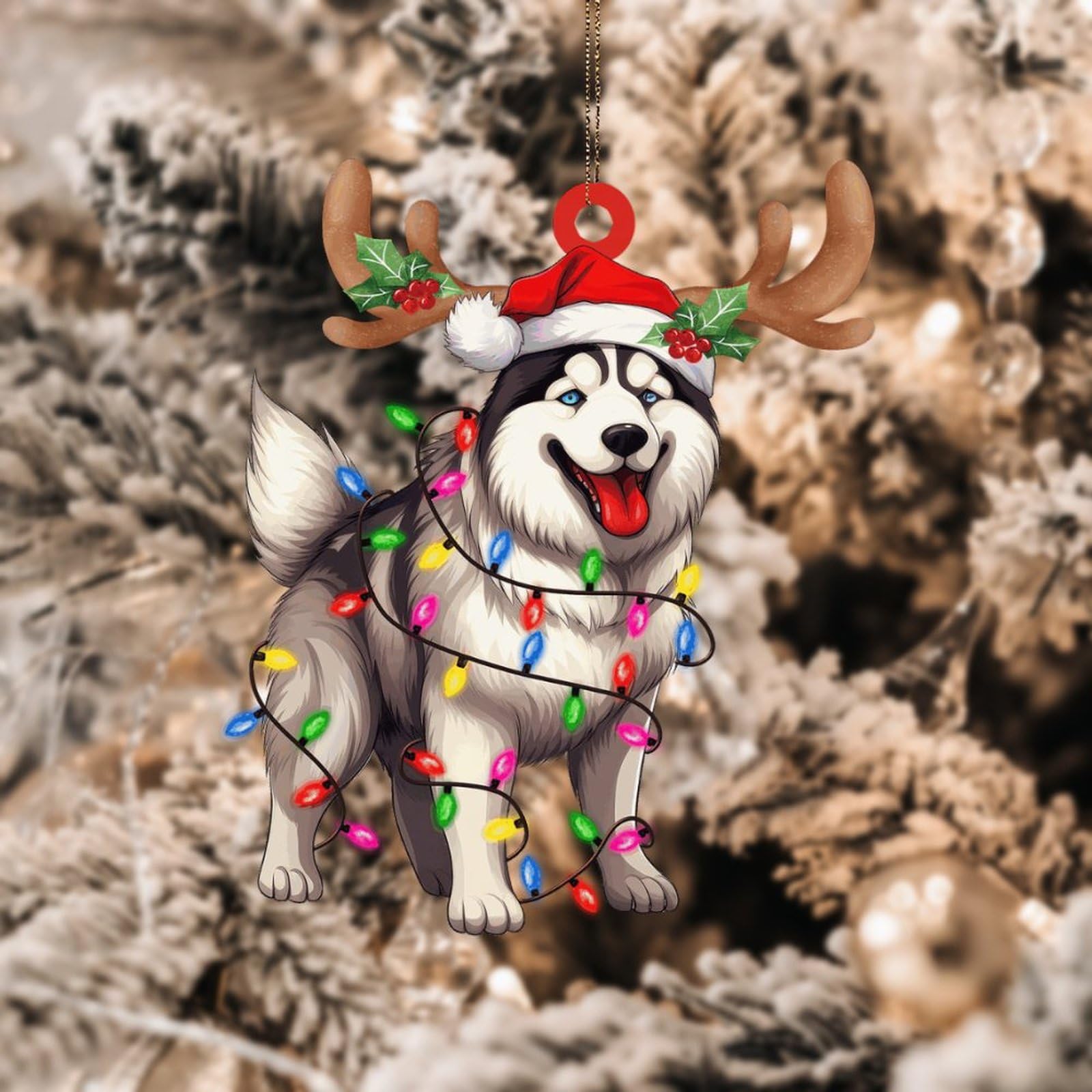 Ornamento natalizio a forma di husky, ornamento personalizzato per cani