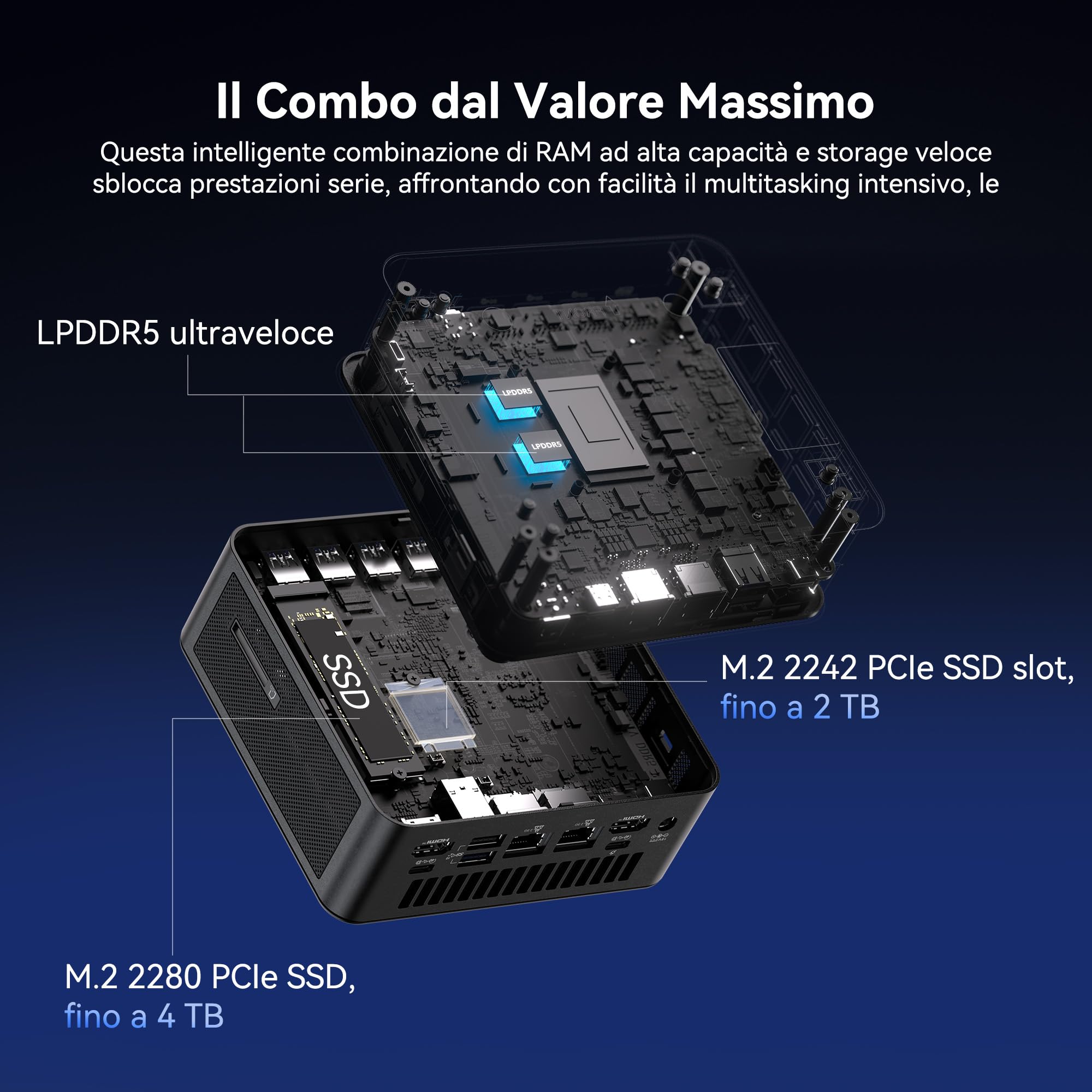 GEEKOM IT13 MAX AI Mini PC con Intel Ultra 9 185H (TDP 65W) | Ideale per Programmazione/Attività varie | 24GB LPDDR5 e 500GB SSD PCIe 4.0 | Quad Display 8K, WiFi 7, Doppia LAN 2.5G