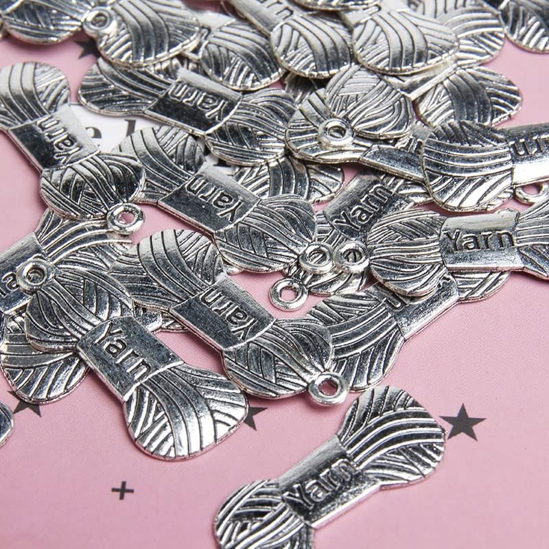 Acxico 100Pcs Yarn Charms Yarn Pendants Knitting Charms Antique Silver Tone 12 x 30 mm Making DIY Handmade Accessories - Image 7