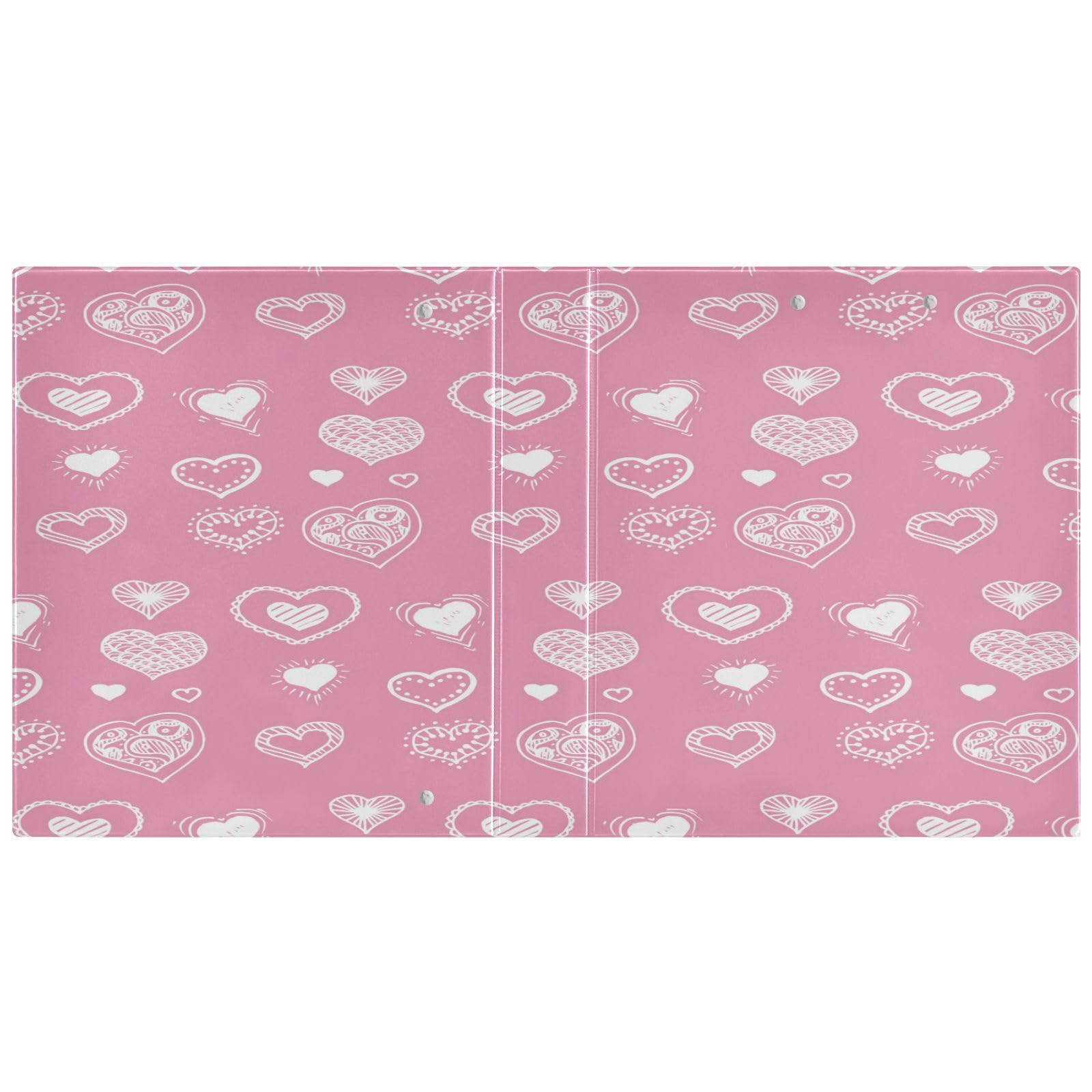SKYSHU Love Heart - Raccoglitori ad anelli rotondi con 3 tasche interne in PVC trasparente, impermeabili, robusti, 3,8 cm, con clip in metallo antiscivolo, raccoglitori versatili per 200 fogli,