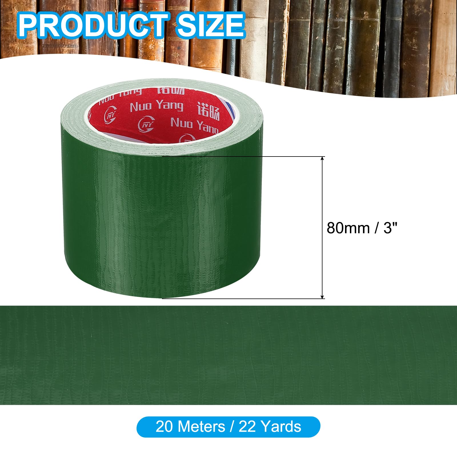 PATIKIL Nastro per Rilegatura 3"x0.007", 22 Iarde Nastro per Riparazione Rilegatura Tessuto, Nastro per Rilegatura Autoadesivo per Riparare Vecchi Libri, Verde