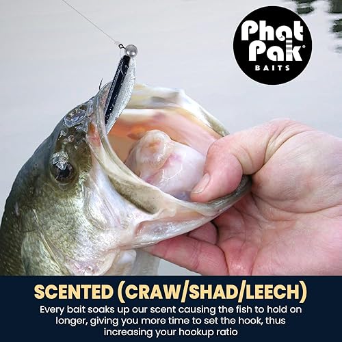 Miniatura 2 de Phat Pak Baits - Micro Drunkin Shad Tiny Fluke Style Damiki Soft Jerkbait 2.5" 30ct Soft Plastic BFS Bass Fishing Lure