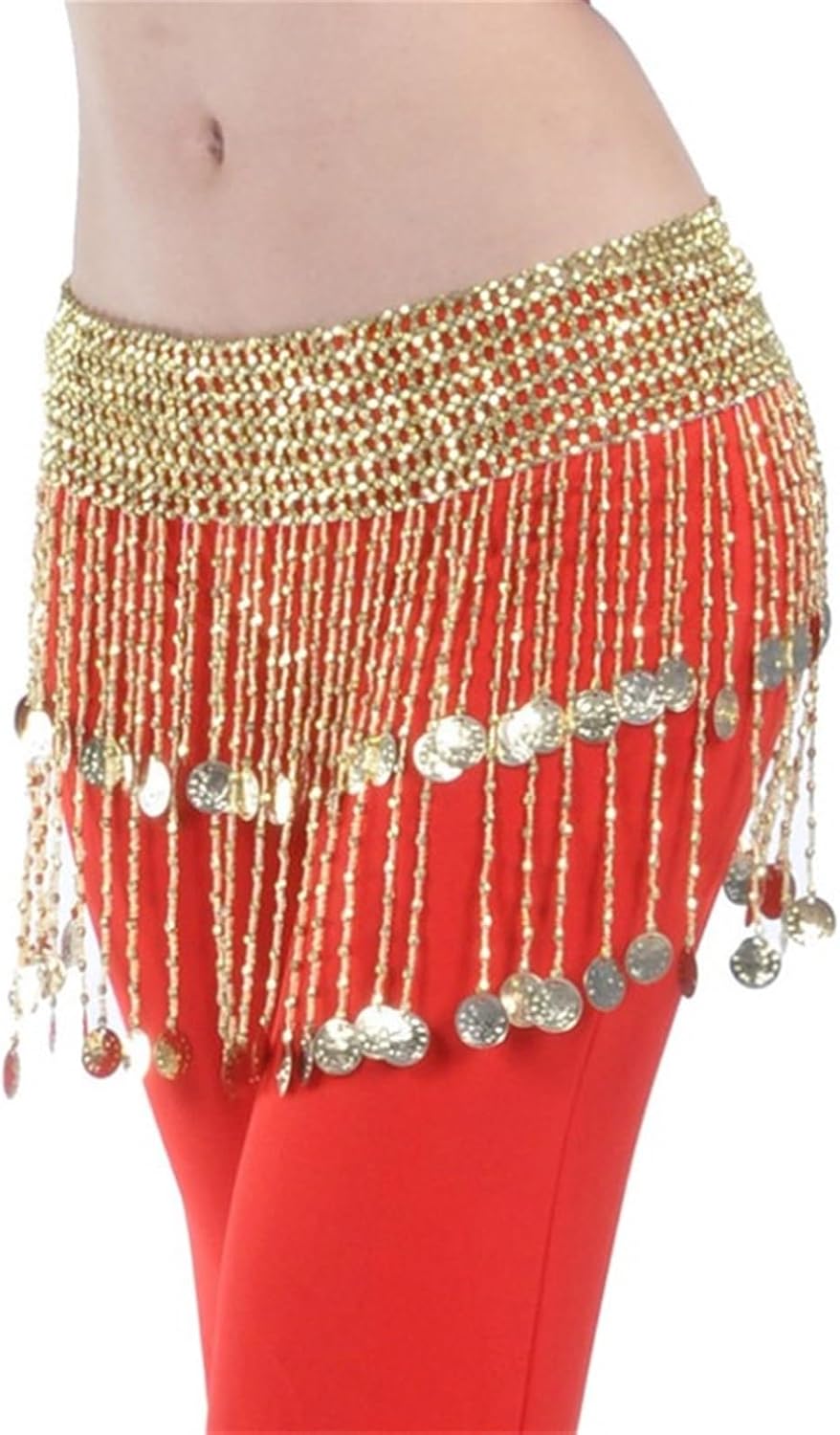 Belly Dance Skirt Belly Dancing Waist Chain Hip ​Beads Tassel Bells Scarf Dance Belt Dance Wear Silver Golde(Bell Belt Silver)
