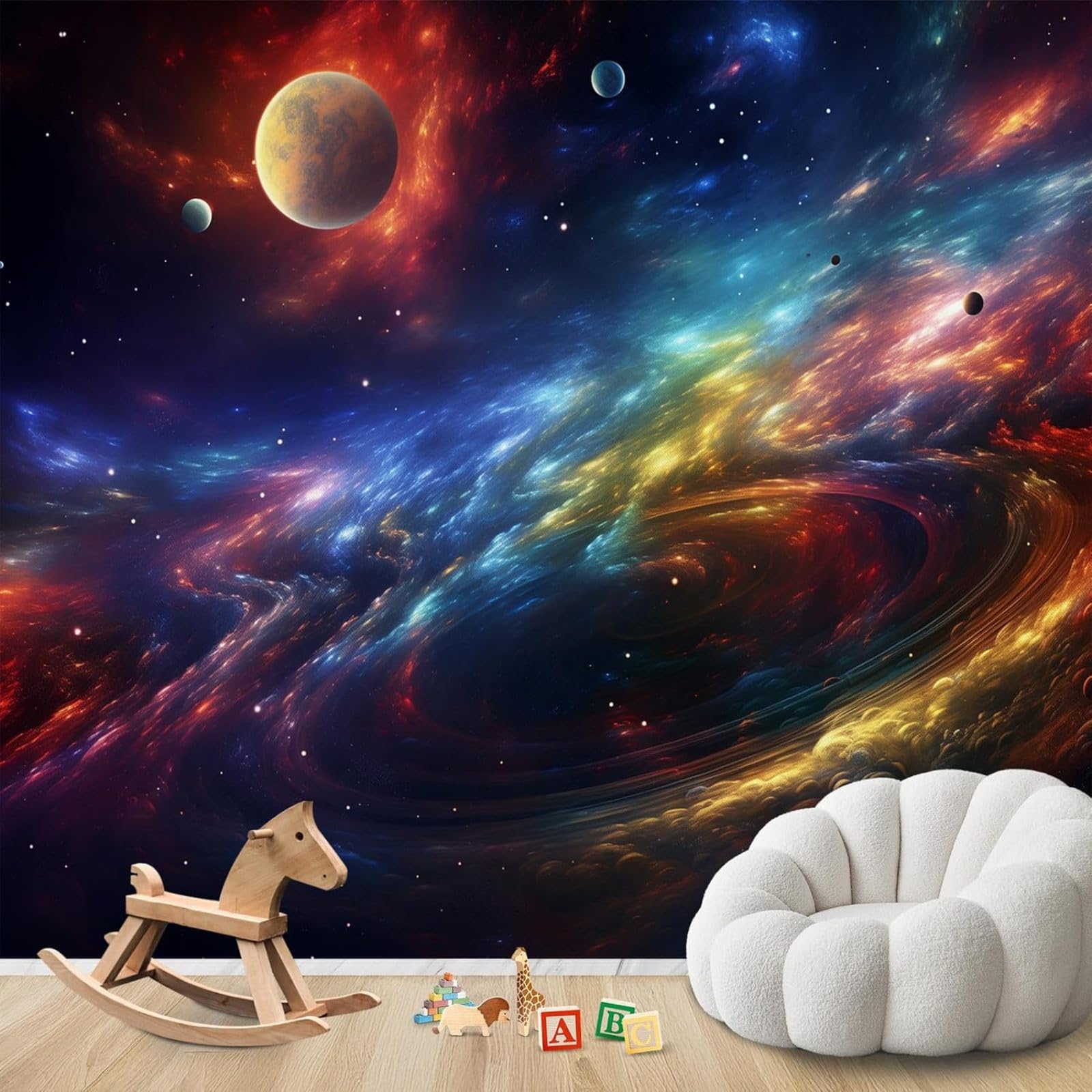 hgjdjhnf Photo Wallpaper Universe Galaxy Planets Non-Woven ModernLiving Room Bedroom Children's RoomDecoration Motif Wallpaper,300cmx210cmSticker - Background- Painting - Poster