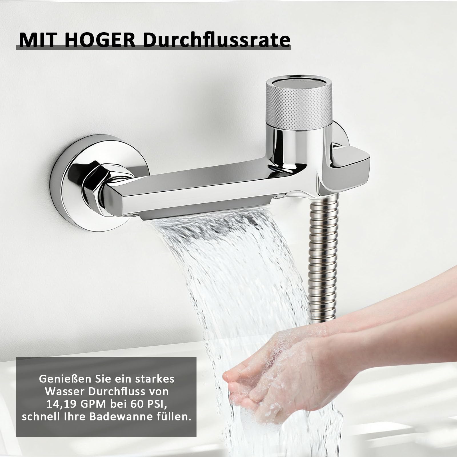 Grifo de bañera cascada con termostato de 2 salidas, grifo de ducha con botón de seguridad, grifo mezclador para bañera y ducha, montaje en pared, grifería para bañera y baño, cromado