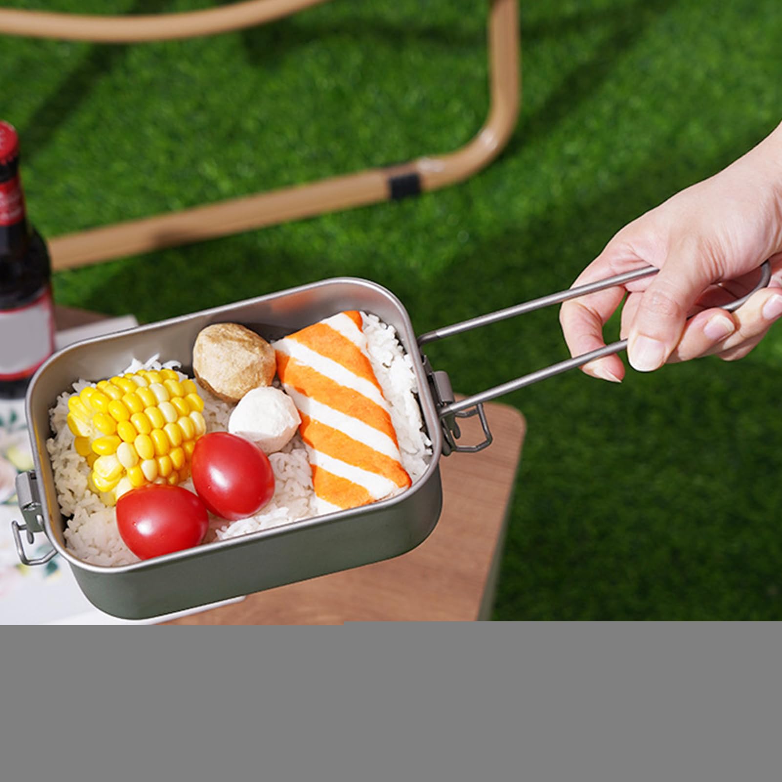 Contenitore per il pranzo in metallo e titanio, contenitore per alimenti