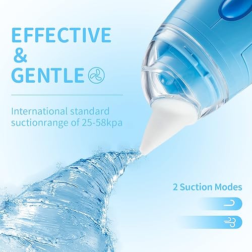 Miniatura 6 de Berrcom Aspirador nasal para bebé, chupón eléctrico de nariz para niños pequeños, limpiador de nariz para bebé con 3 puntas de silicona, succión