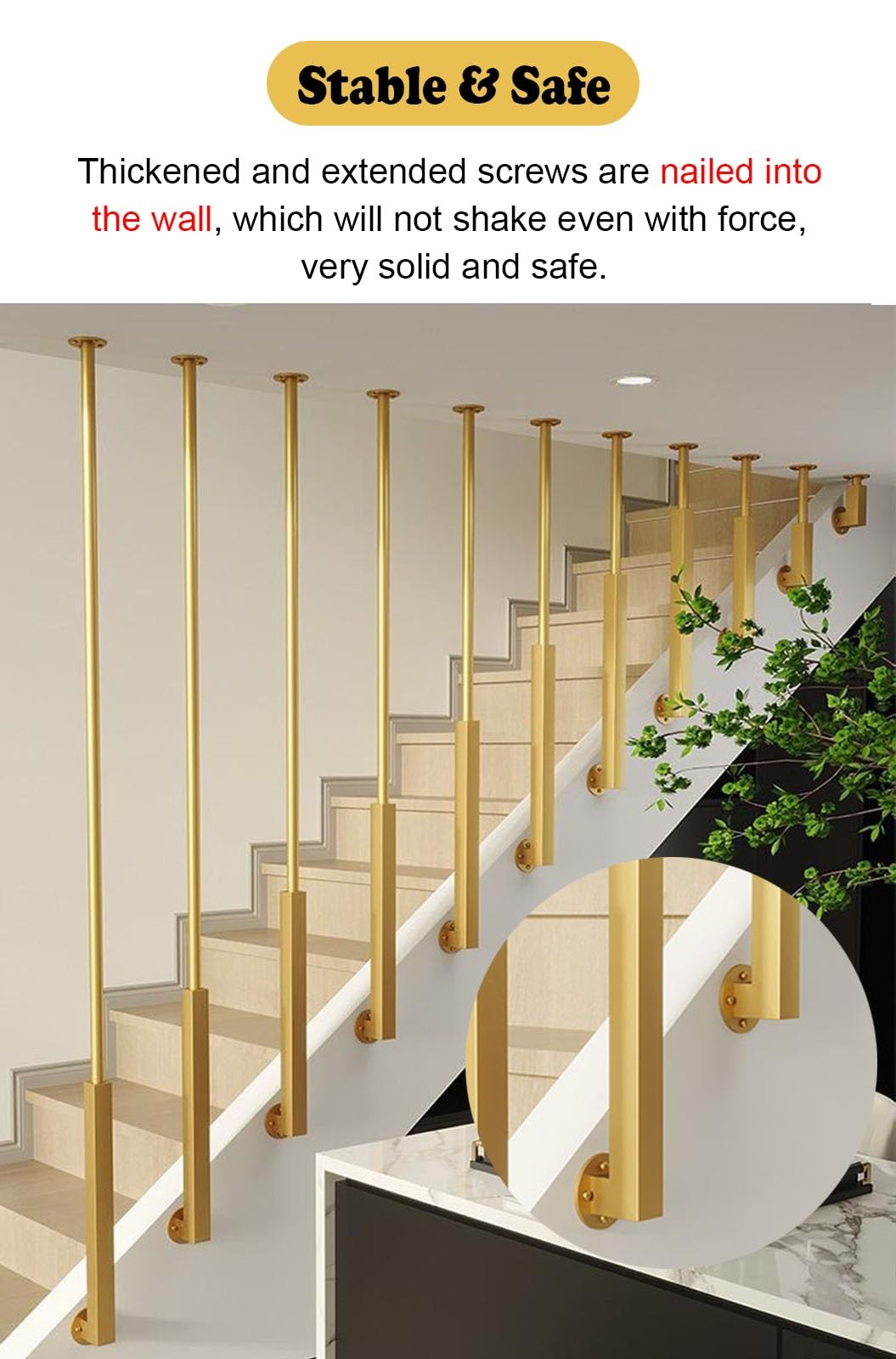 Ringhiera Per Scale Balaustre in metallo per scale interne, Spine di coperta di lunghezza personalizzabile per scale in piano e in pendenza, Decorazione dei gradini delle scale(White,145m/57.1in/4.8ft