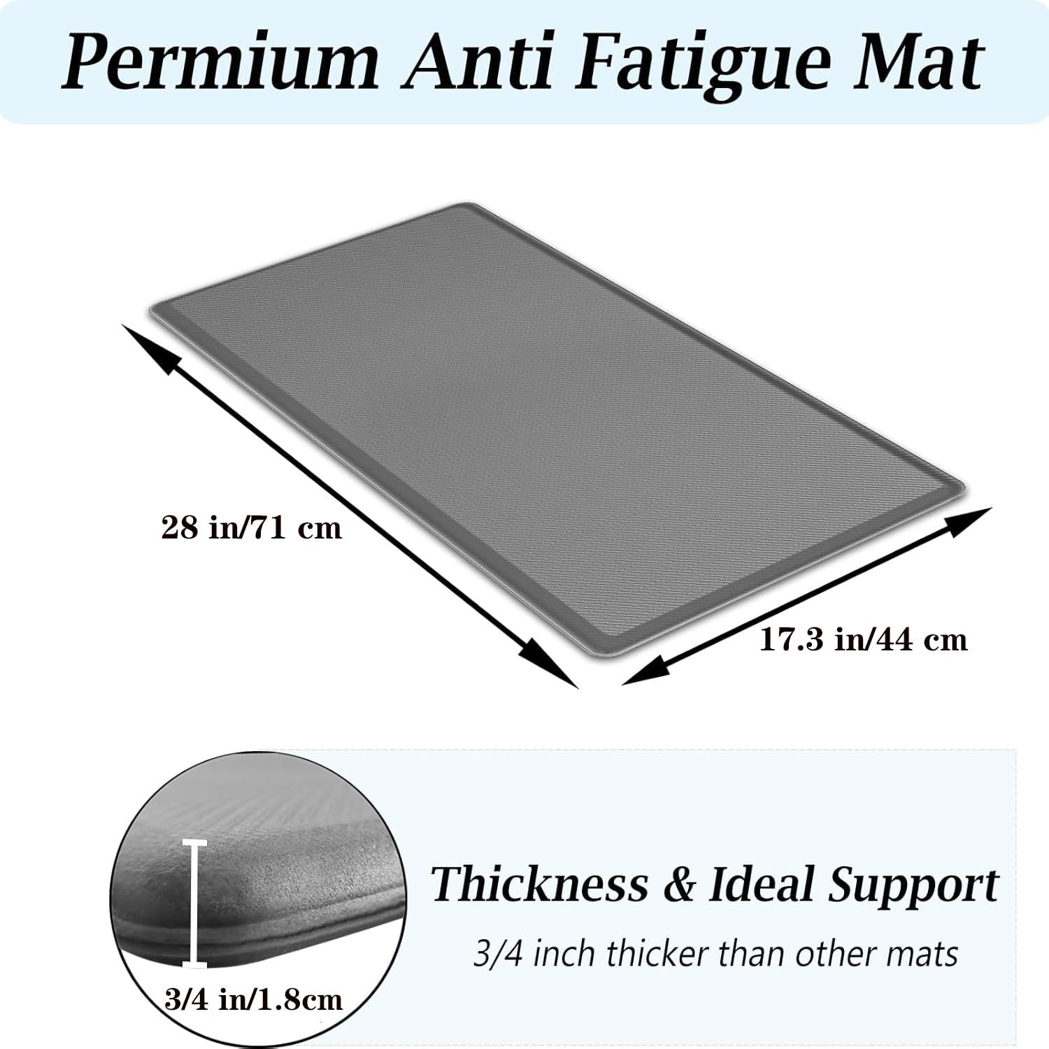 Artnice Tapetes de cocina acolchados antifatiga de una pieza, impermeable, antifatiga, para escritorio de pie, 1.9 cm, ergonómico, antifatiga, para estación de trabajo, fregadero (17.3 x 28 pulgadas,