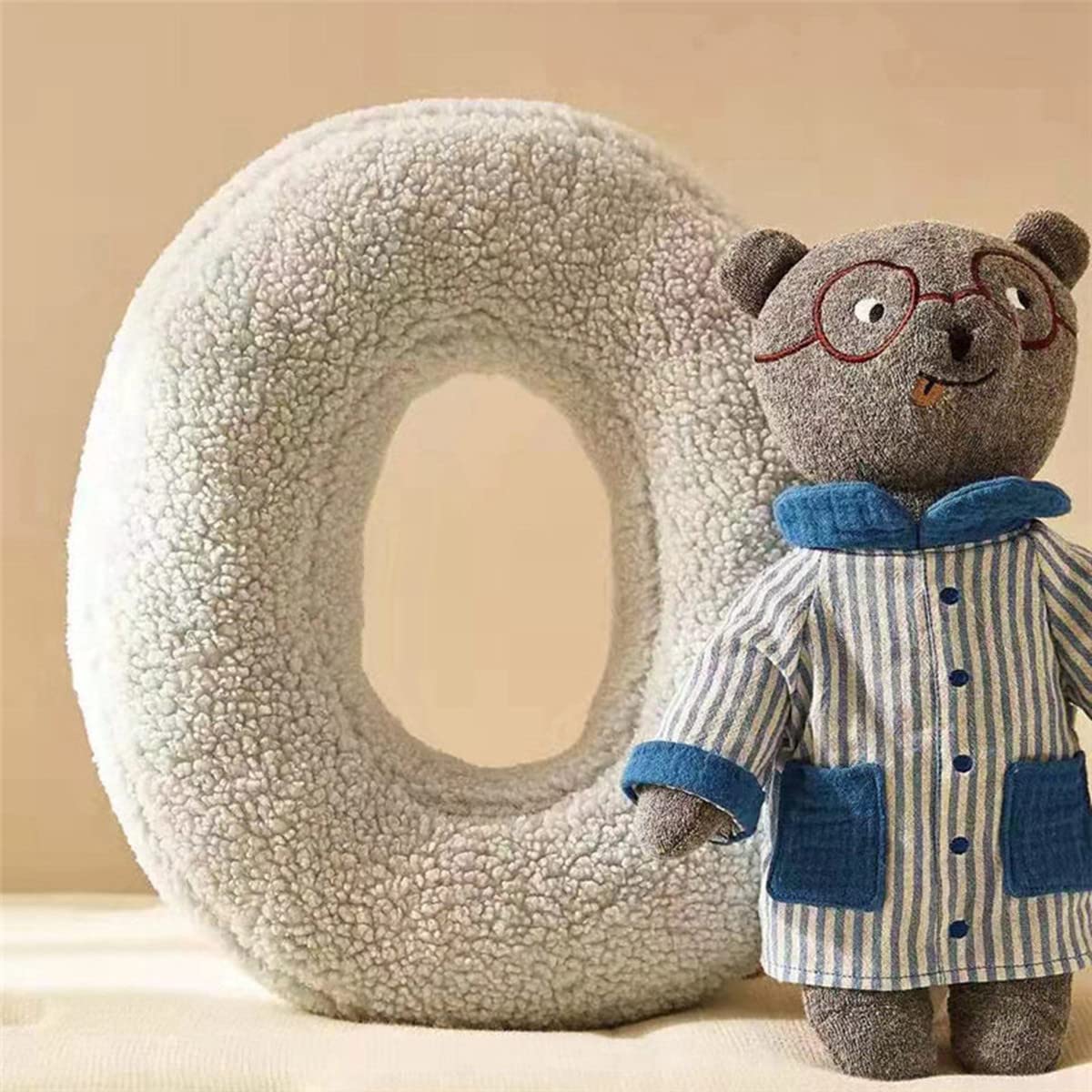 Almohadas de felpa con 26 letras del alfabeto inglés, cojines decorativos para la habitación de los niños, sofá, cama, suelo, coche (E)