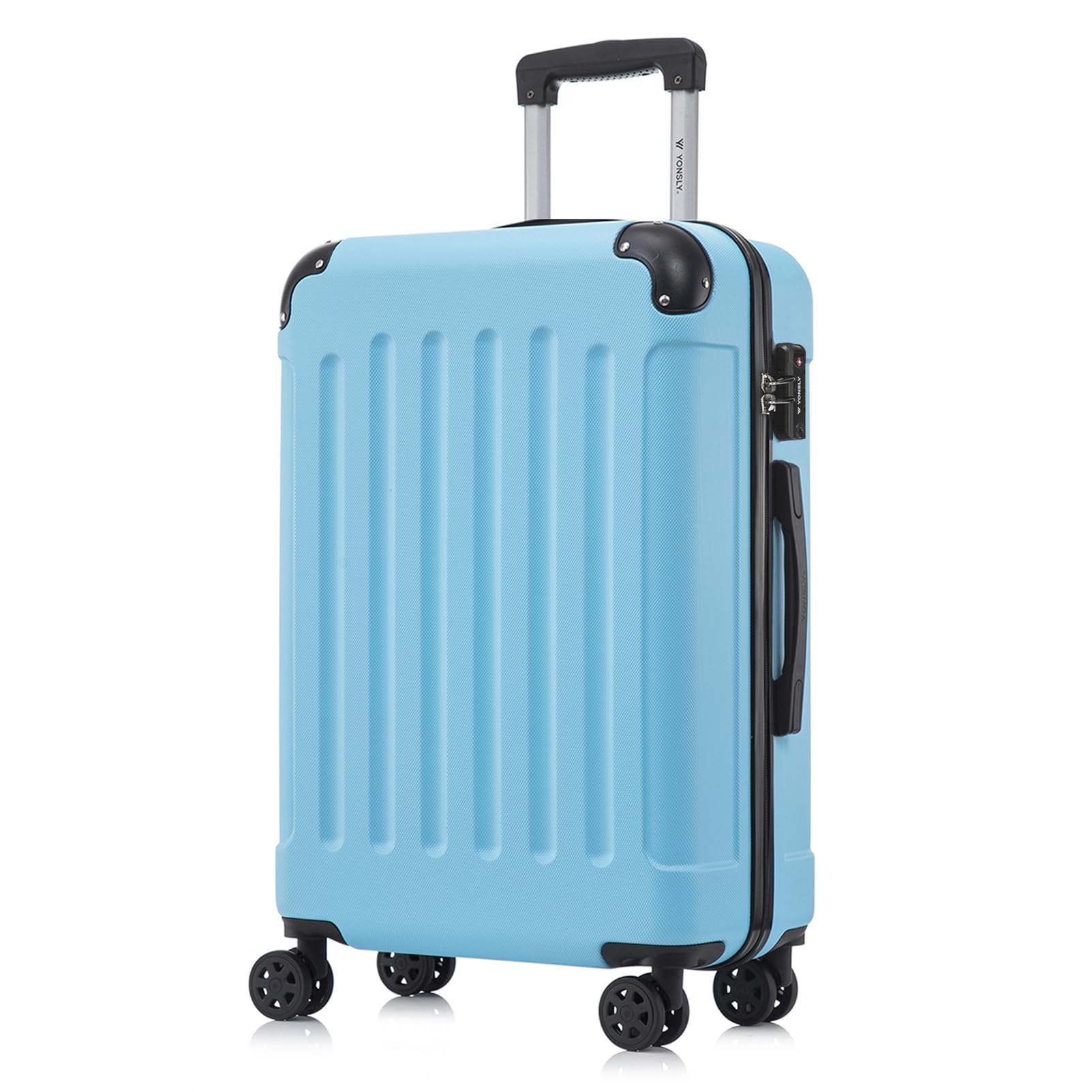 yonsly Koffer Suitcase, Trolley Reisekoffer, Rollkoffer Handgepäck mit 4 Rollen 360°, ABS Hartschalen, Sicherheitsschloss, Weicher Gummigriff, 210D-Futter