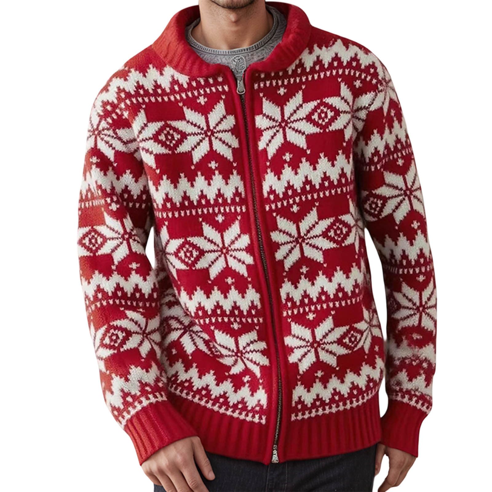 Cardigan da uomo, classico, slim fit, cardigan, vintage, caldo, con chiusura lampo, maglione lavorato a maglia, morbido e leggero