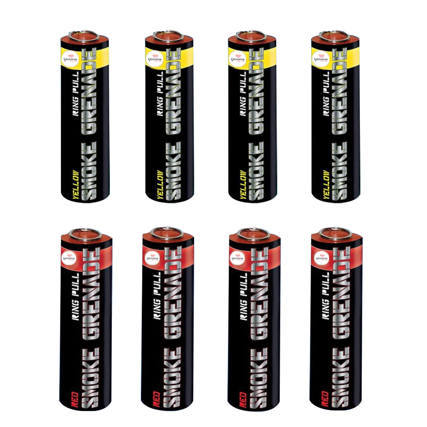 EXCLUSIVE ONLINE Pack of 8 Mixed Colour Ring Pull Smoke Grenades with Ideal for Paintball Weddings Photoshoots & Special Effects (4 red 4 yellow)
