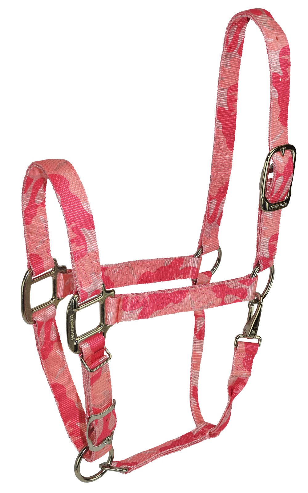 Hamilton Pet & Equine "1"" Nylon Adjustable Quality Halter with Chin Snap, Average, Pink Camouflage Pattern