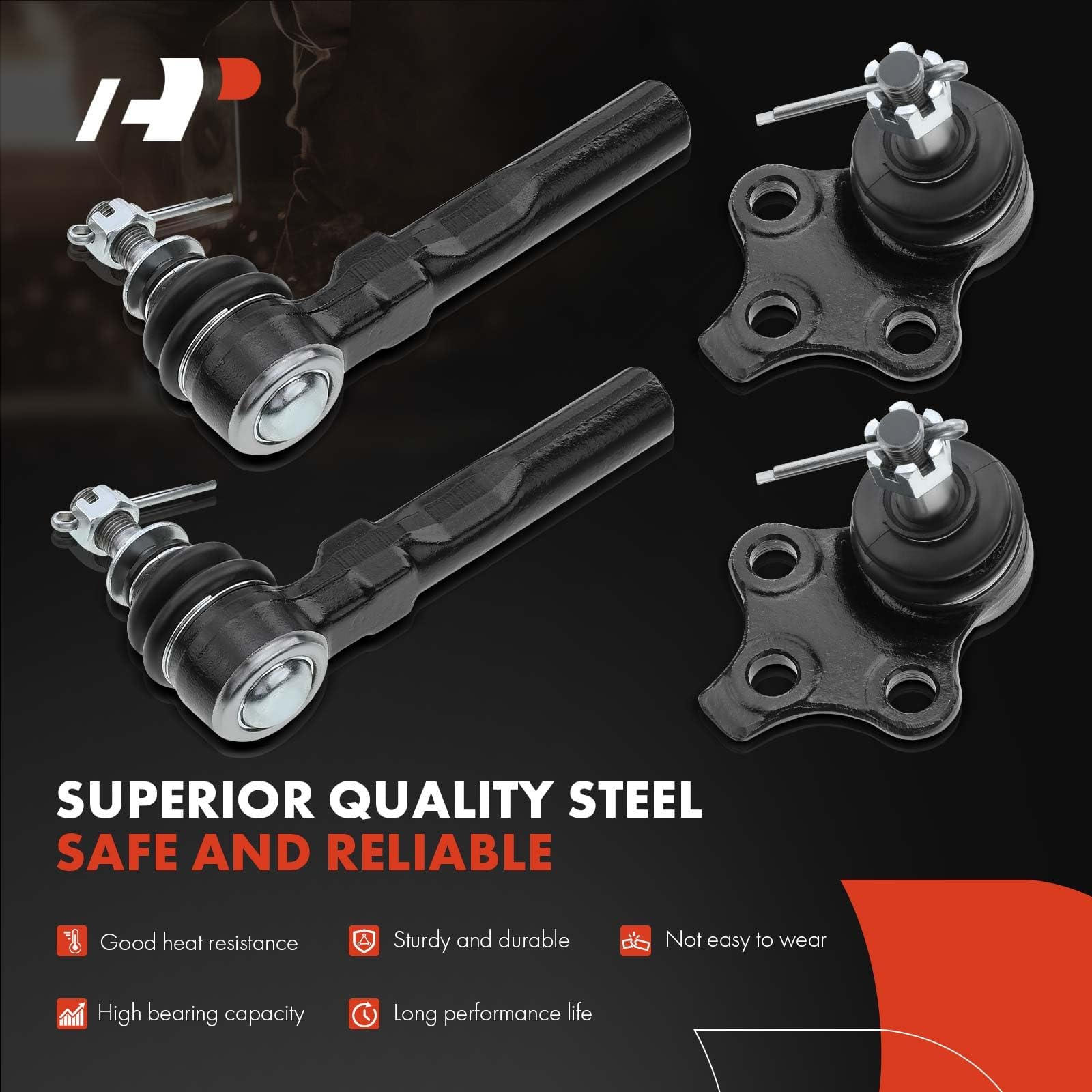 Detroit Axle 8pc Front End Kit: Ball Joints, Tie Rods, Sway Bar Links For Chevy Malibu & Pontiac Grand Am (1999-2003)