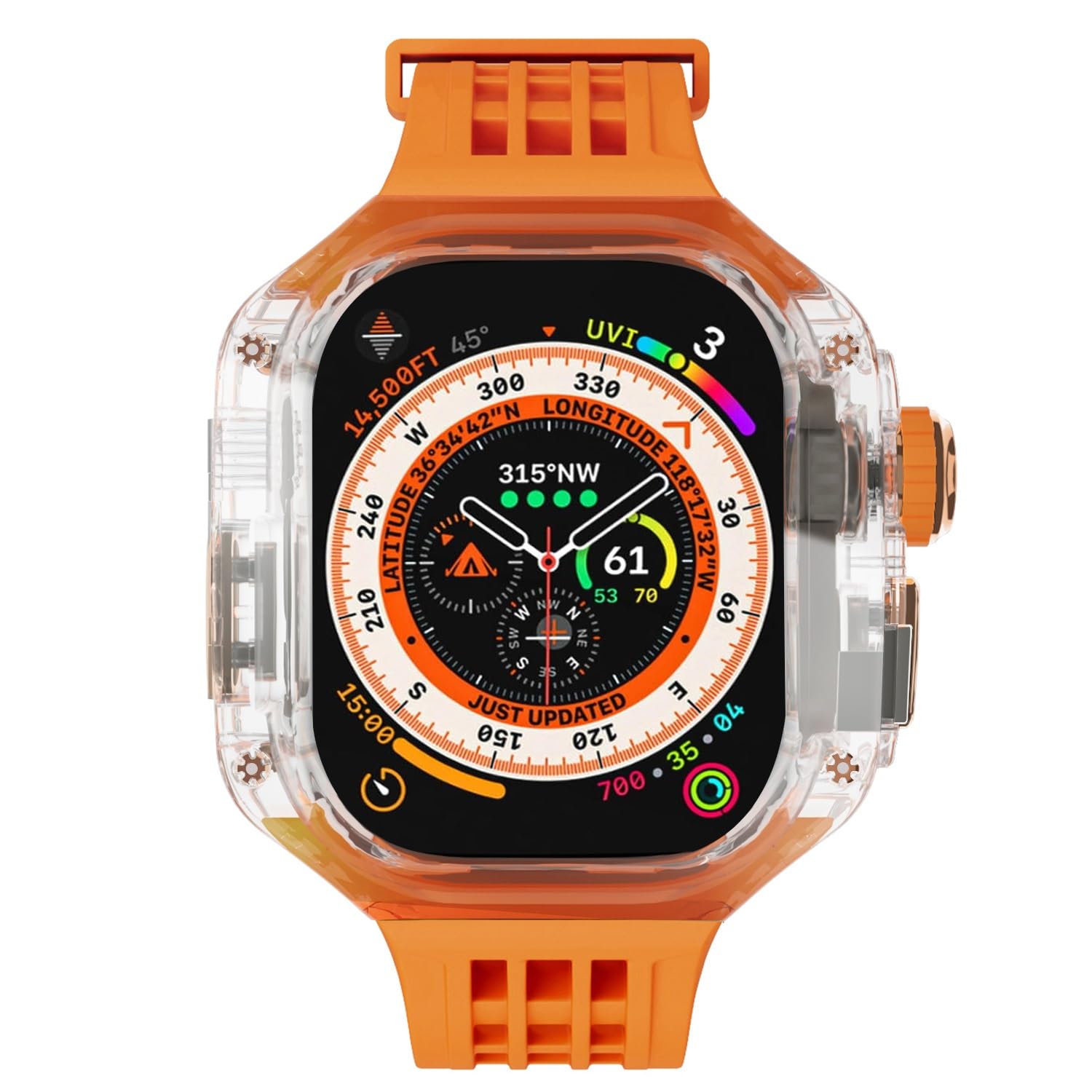 Luksusowy zestaw do modyfikacji do Apple Watch Ultra 49 mm przezroczysta obudowa do iWatch serii 49 mm sportowa gumowa opaska zestaw akcesoria