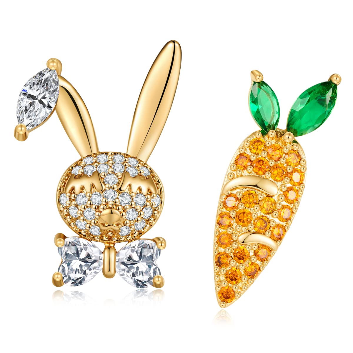 MUYAN Cute Small Easter Bunny Earrings for Women Carrot Rabbit Easter Studs Holiday Jewelry