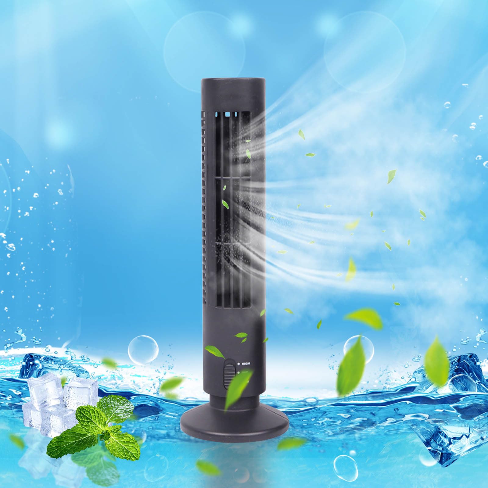 Mini ventilatore a torre senza pale per camera da letto, ventilatore elettrico a torre per casa, uffici e camere da letto, 2 marce da regolare, simula il vento naturale, 33 cm