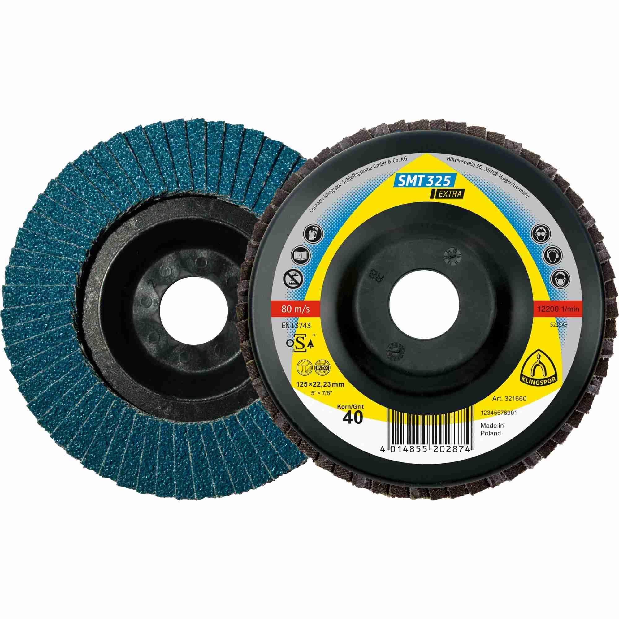 Nouveauté ! Klingspor SMT 325 Lot de 10 Disques Meuleuse 125 Disques Abrasifs Extra 125 x 22,23 mm Grain 60 Droit