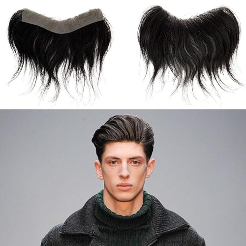 Voloria Tupé de cabello humano 100 % de piel de cabello humano de poliuretano para hombre, parte frontal para sistemas de reemplazo de línea capilar