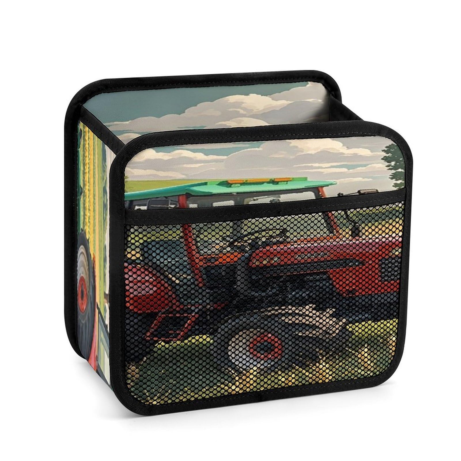 FekiLoot Tractor Theme Backseat Car Organizer - Premium PU Leather Hanging Car Seat Organizer with Storage Mesh Pockets, Large Capacity Car Backseat Organizer Travel Accessories