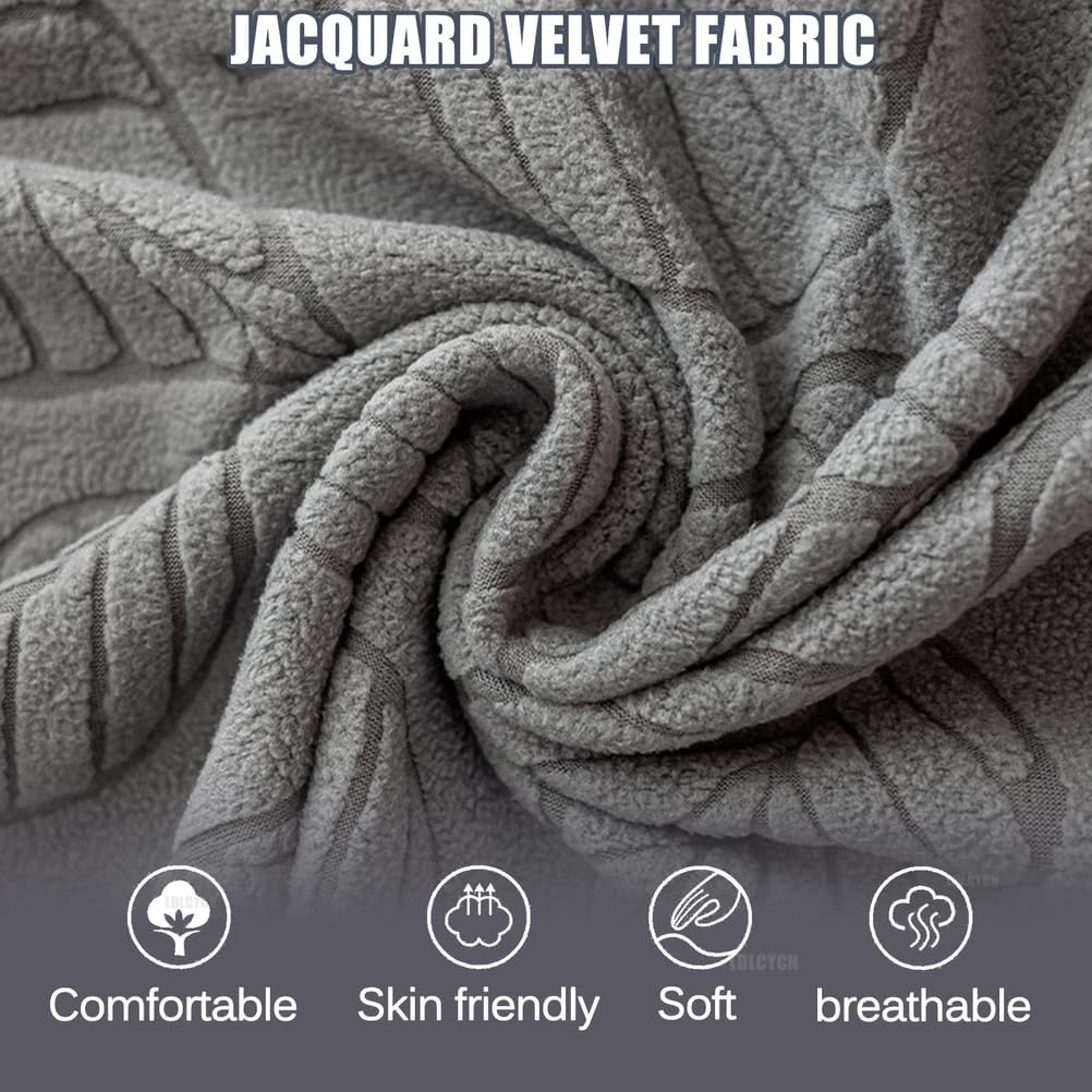 Greyb,4pcs, Dining Room Chair Cover 2Pcs/4Pcs Stretch Removable Washable Kitchen Chair Cover Jacquard Velvet Fabric Chair Slipcover for Dining Room Ceremony Banquet Wedding Party