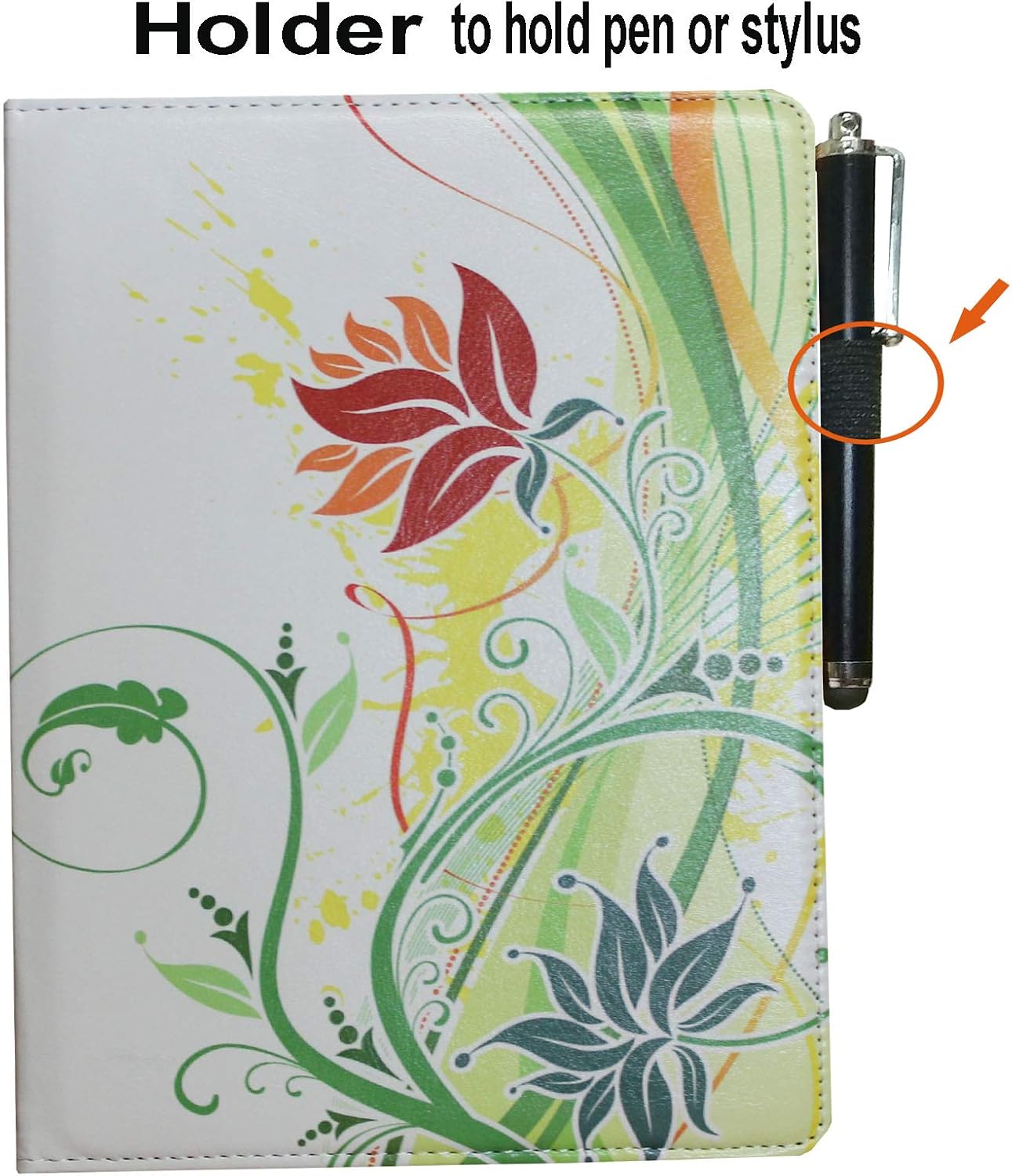 Smart Case for iPad 2nd (9.7”)/ 3rd (9.7”)/4th (9.7”2012) Generation, Rotating Stand Magnetic Cover for iPad 2/3/4 A1395 A1396 A1397 A1403 A1416 A1430 A1458 A1459 A1460 (Green Flower)