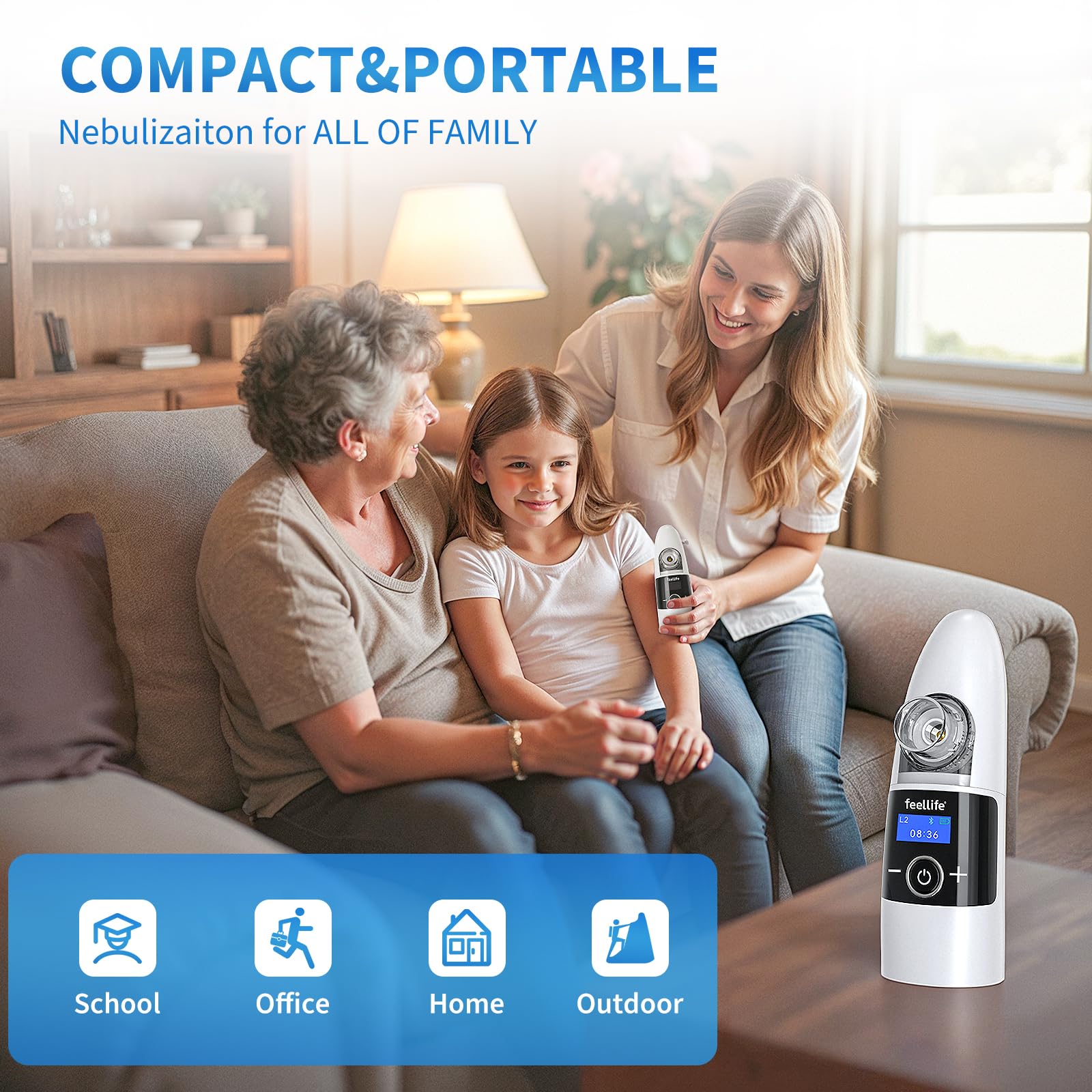 FEELLIFE Air Q+ Inhalationsgerät für Kinder & Erwachsene – Leiser Inhalator für Babys