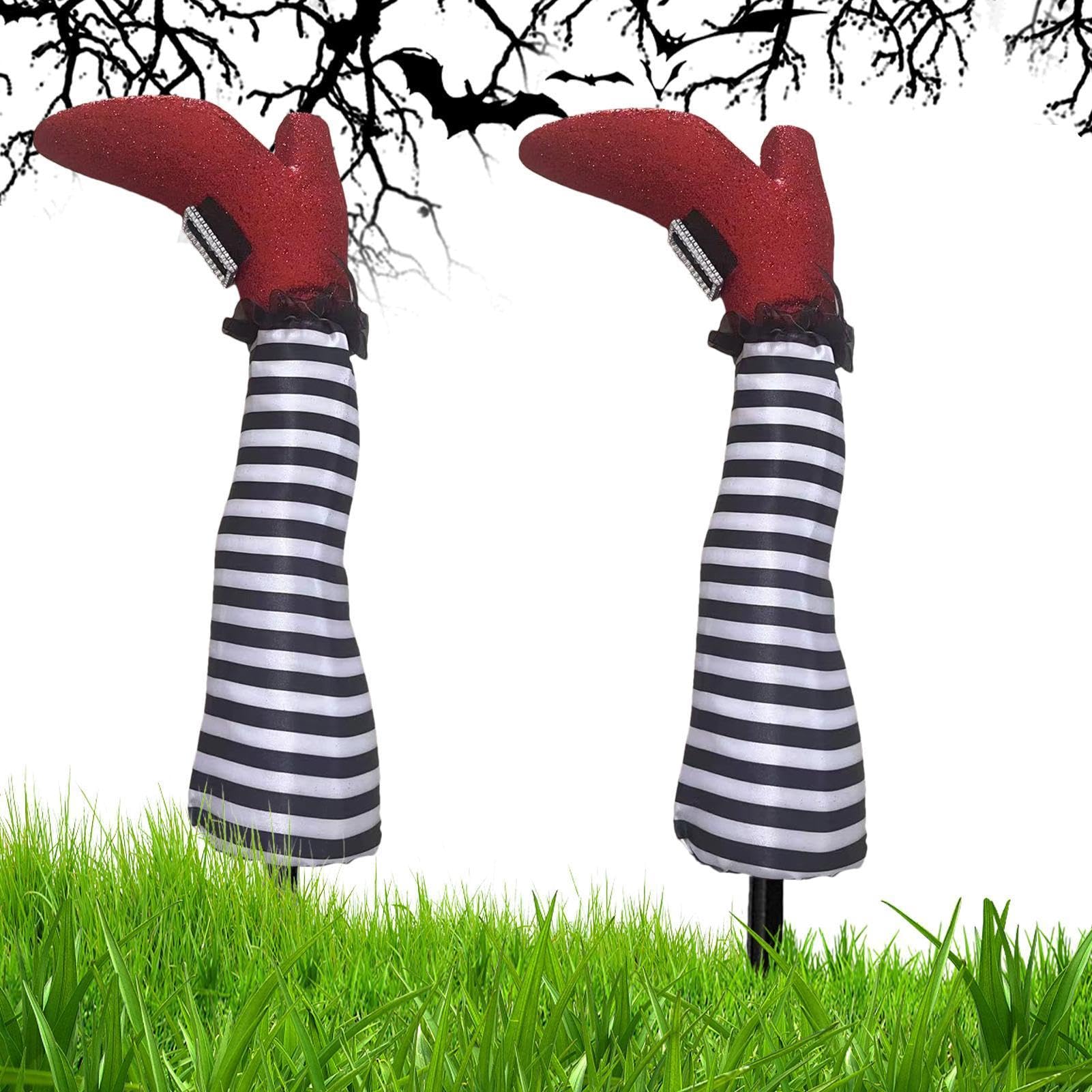 Piernas de Halloween para jardín y porche: pack de 2 estacas decorativas para exterior