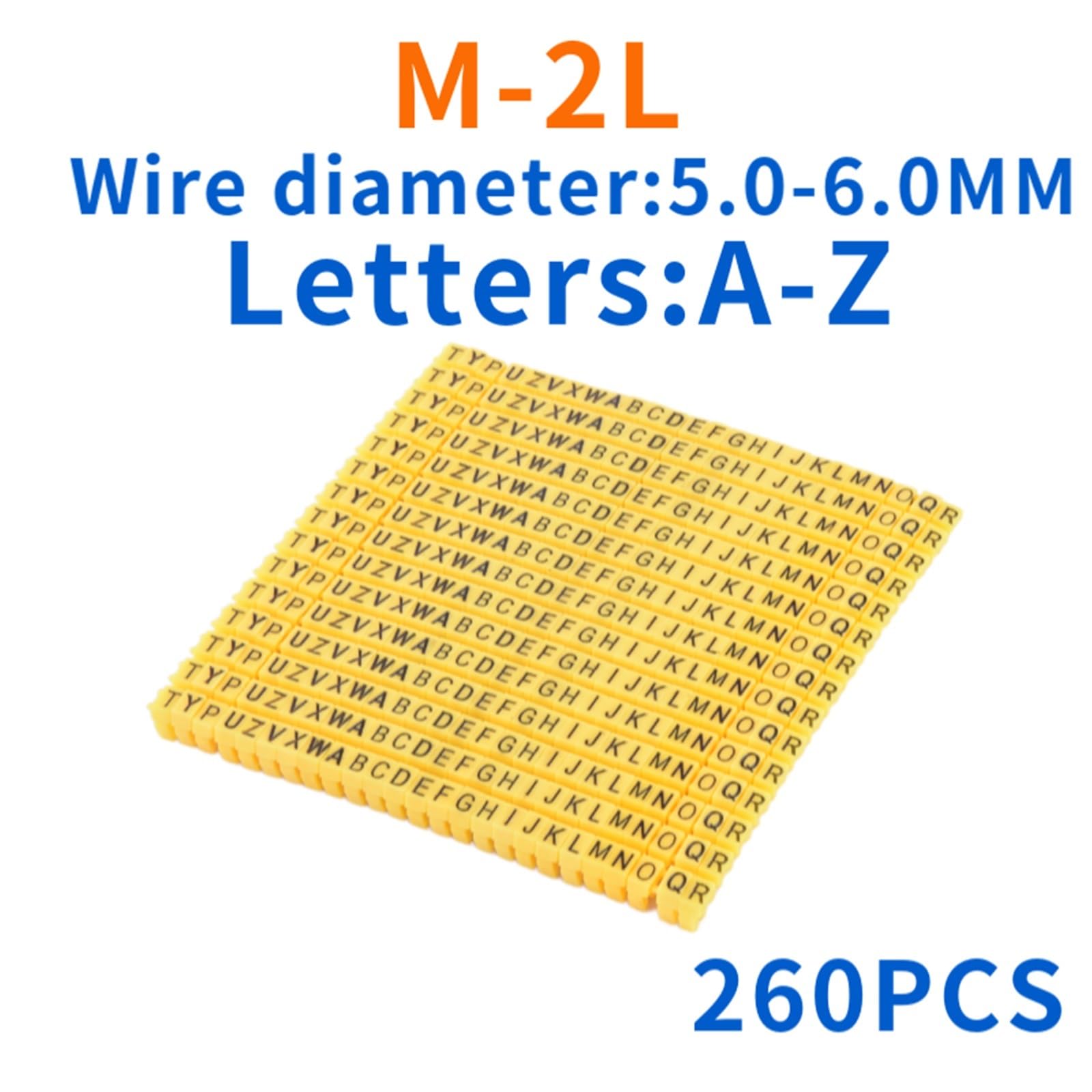 Kabeldrahtmarkierer 260/390 Stück Kabelmarker, Bunte Markierungsbuchstaben vom Typ C, Etikett for 2 – 8 mm Kabel, Netzwerkkabel, Drahtmarker, Etikett(M-2L(5.0mm) 260PCS)