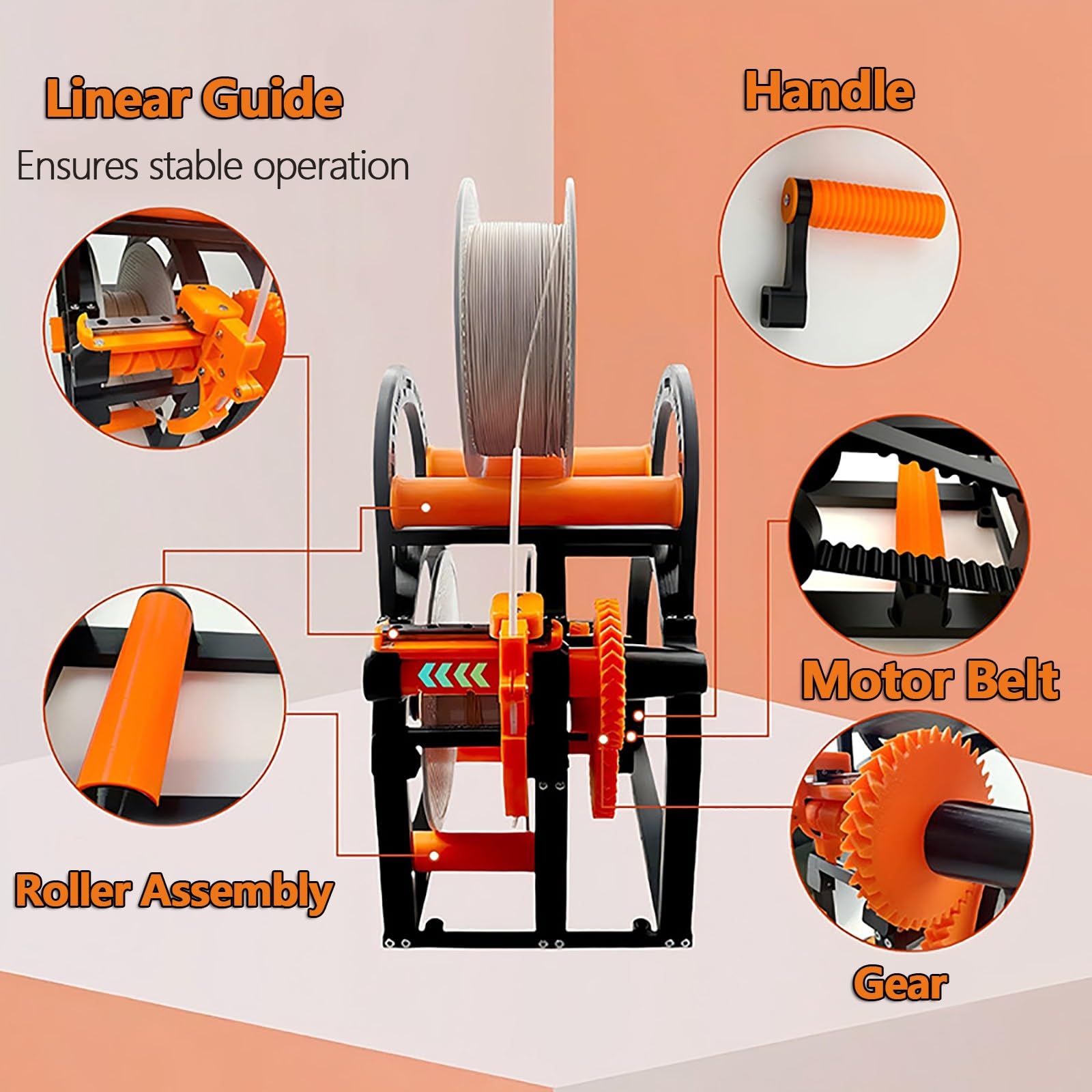 Respooler de filamento 3D, bobinador automático de bobina, herramienta de bobinado universal con control de tensión ajustable, diseño extraíble, para suministros de impresión