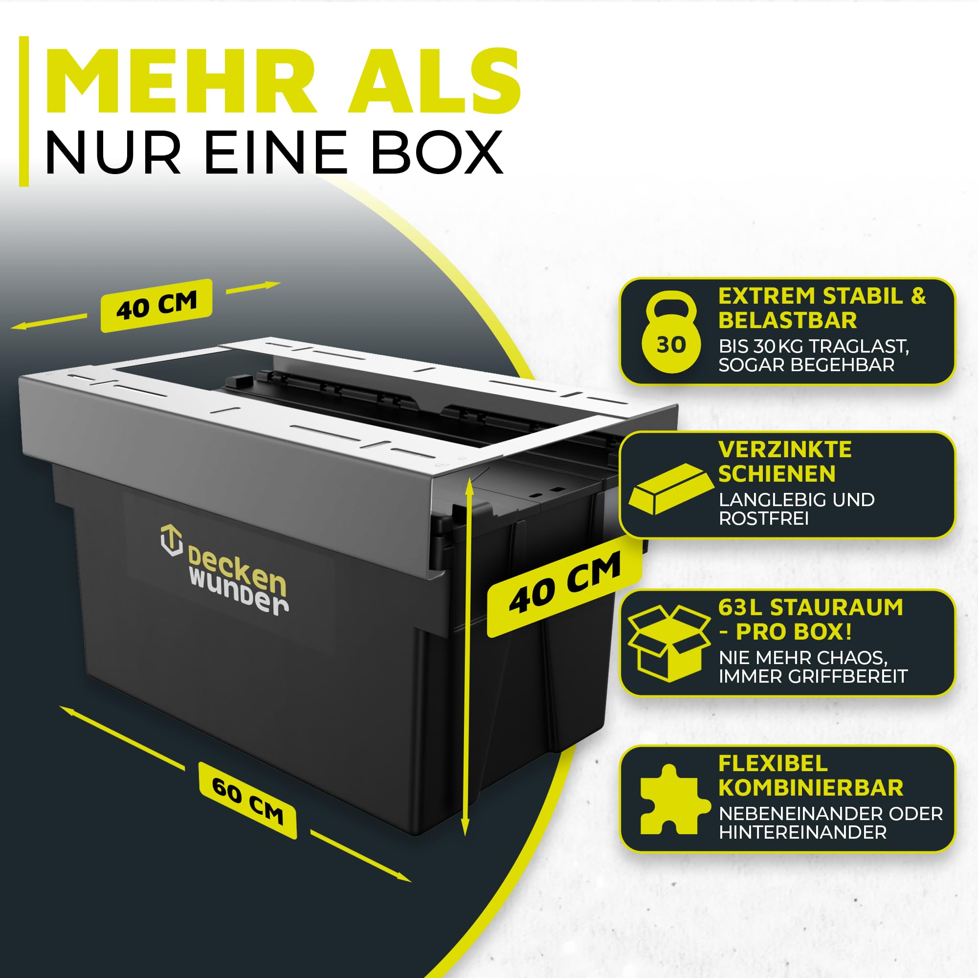 Storage-System | Überkopf-Garagenregal, Deckenregale, Deckenboxen, perfekt für Garage, Keller, Gartenhütte und Dachboden (4 Sets)