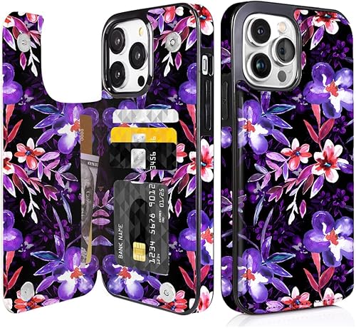 Miniatura 8 de Funda de piel con tapa compatible con iPhone 1312 Pro Max de 6.7 pulgadas, tarjetero de manga delgada con ranuras para tarjetas, a prueba de golpes,