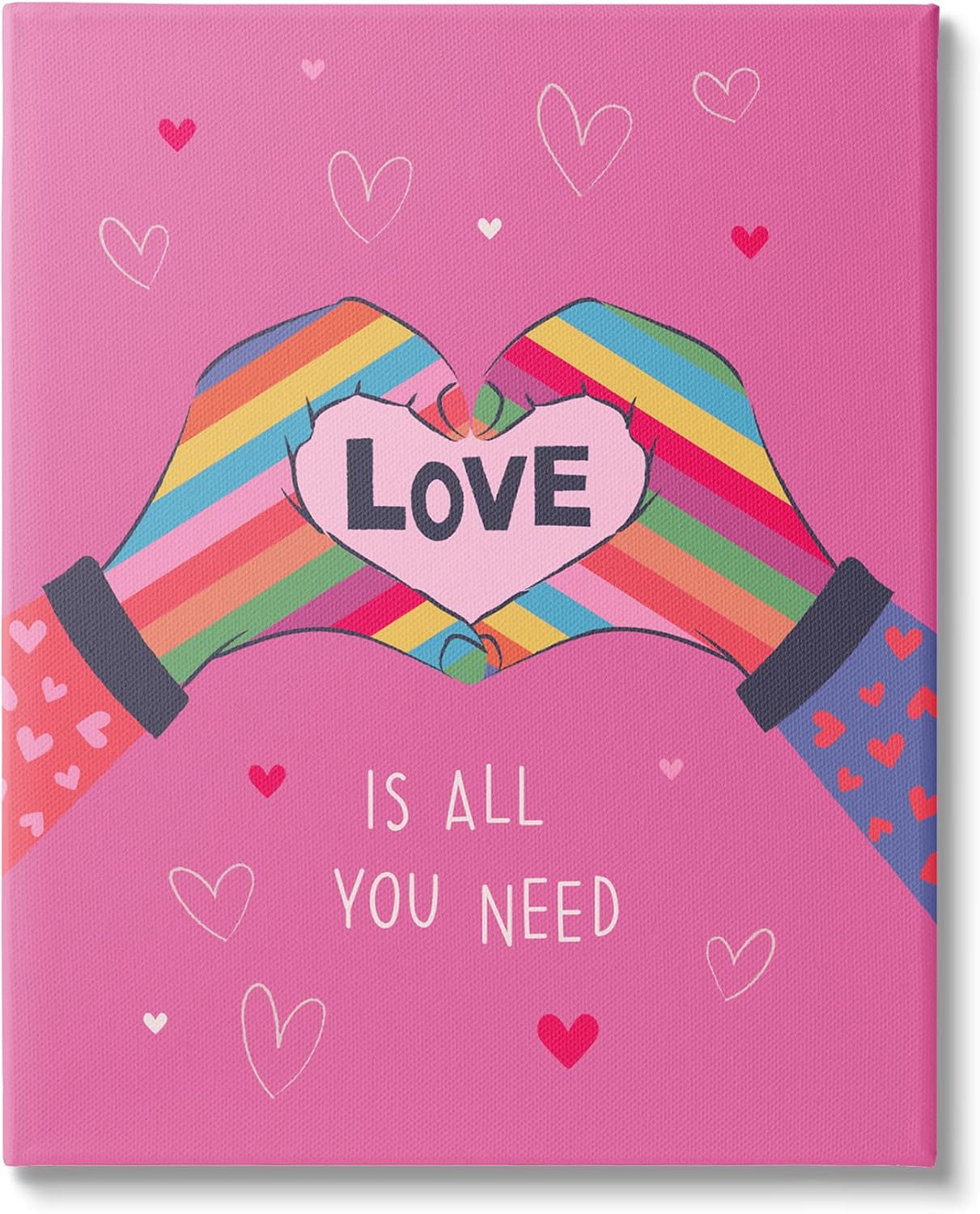 Stupell Industries Love Is All Phrase レインボー ハート型 ハンドジェスチャー デザイン Li