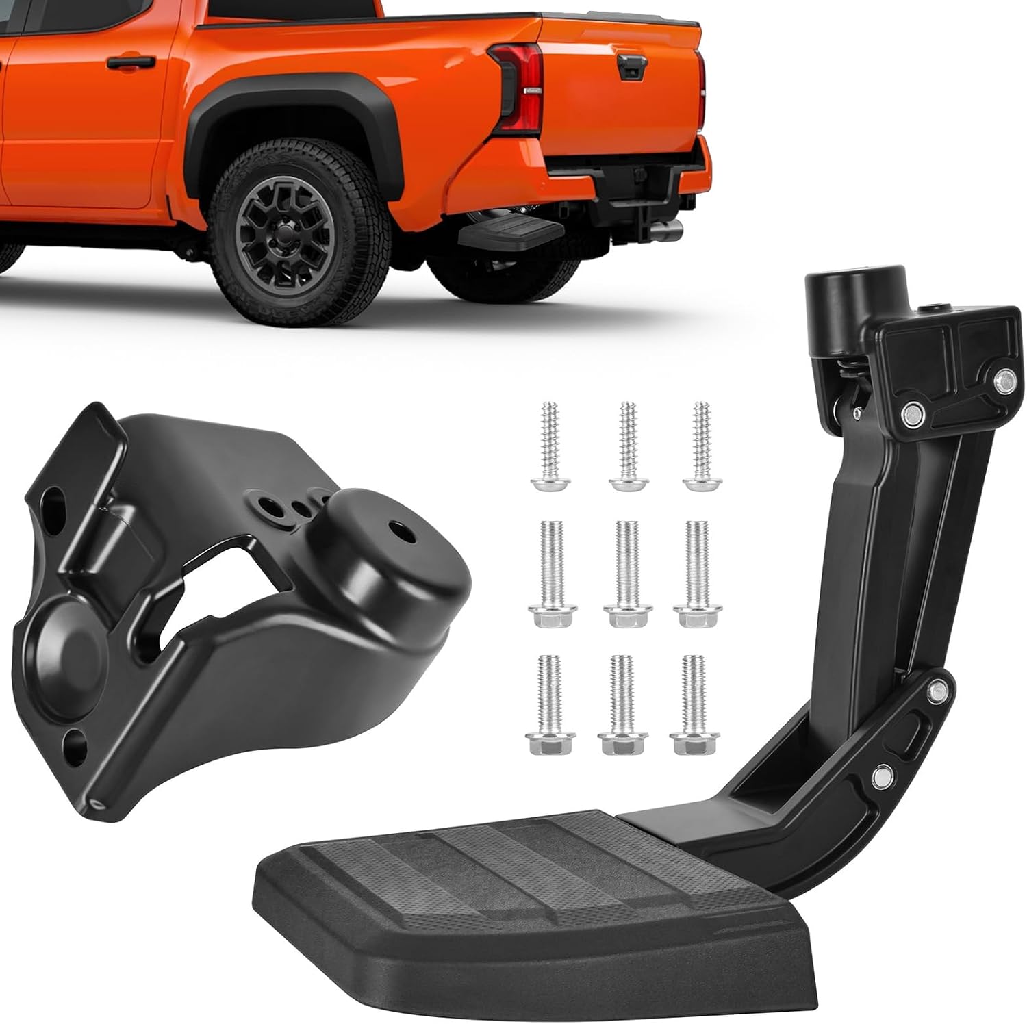 Aluminum Retractable Rear Gate Step for 24 25 Pickup Truck Heavy Duty Access Platform Featuring Anti Slip Texture