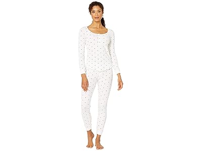 Plush Thermal Heart Pajama + Scrunchie Set Women