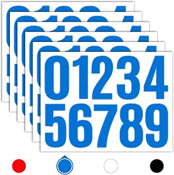 Seloom 6 Sheets 4 Inch Vinyl Mailbox Numbers Stickers Self Adhesive,Waterproof Large Address Number Decals Stickers for Outside Mailbox,Signs,Window,Door,Cars,Trucks,House,BusinessBlue