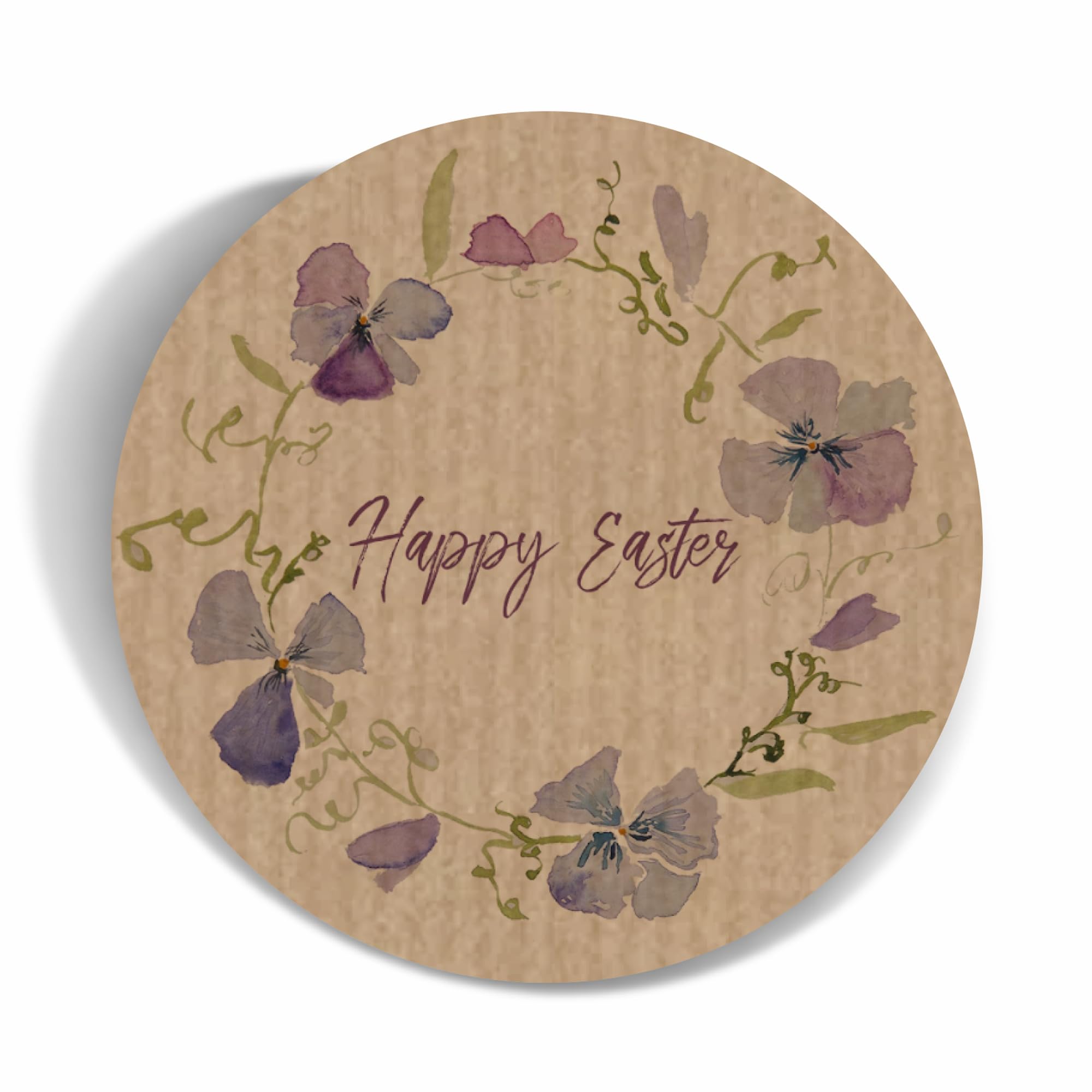 Pack of 180 Kraft Brown Happy Easter Floral Decor Paper Labels, 37mm Self-Adhesive Stickers, Multipack Stationery Craft Decorative Labels