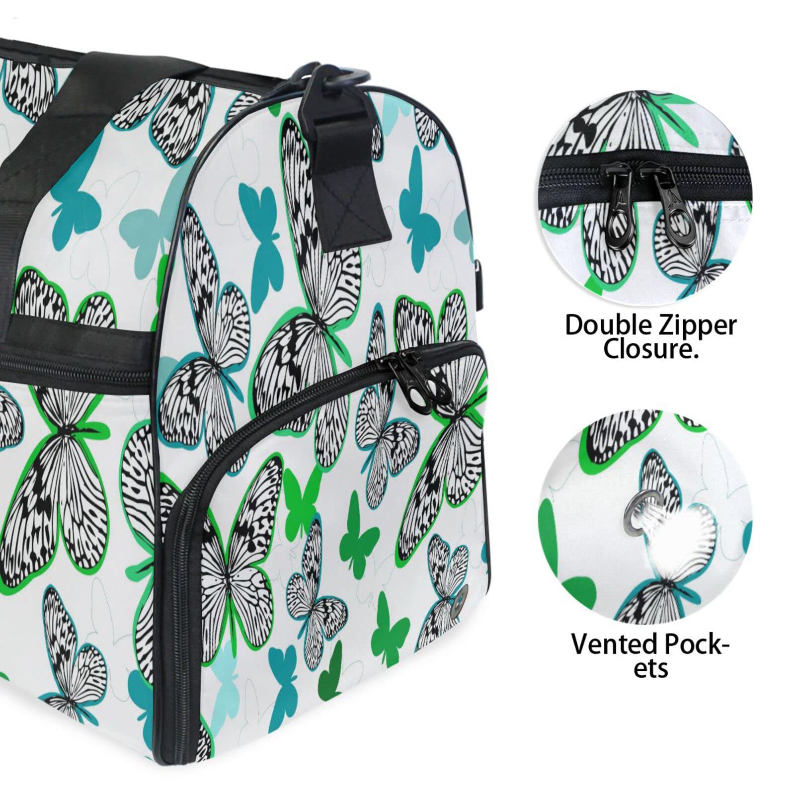 Schmetterling Süßer Insektenkarikatur Sporttasche Badetasche mit Schuhfach Reisetaschen Handtasche für Reisen Frauen Mädchen Männer