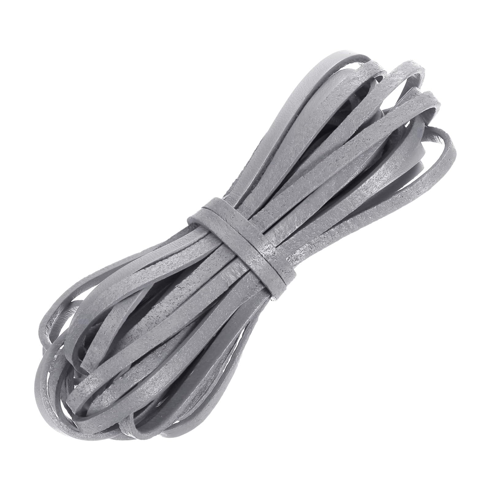 sourcing map Flat Leather Cord, 5.5 Yard 4mm Leather String Strips Lacing for DIY Crafts Making Bracelet Purse Strap, Grey โ image 1
