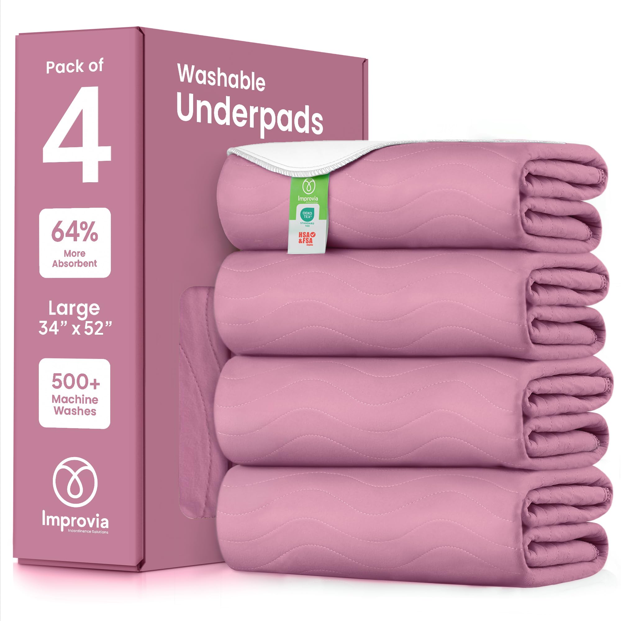 IMPROVIA® Washable Underpads, Heavy Absorbency Reusable Incontinence Pads